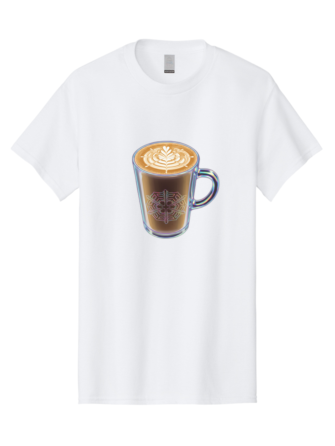 Latte-Art-Coffee Men'S Graphic Tee, 100% Cotton, Comfortable Casual Summer Wear, Machine Washable, Latte Art, Coffee Design, Coffee Cup, Leaf Pattern, Frothy Coffee, Coffee Drink, Gourmet Coffee, Artistic Coffee Baa913