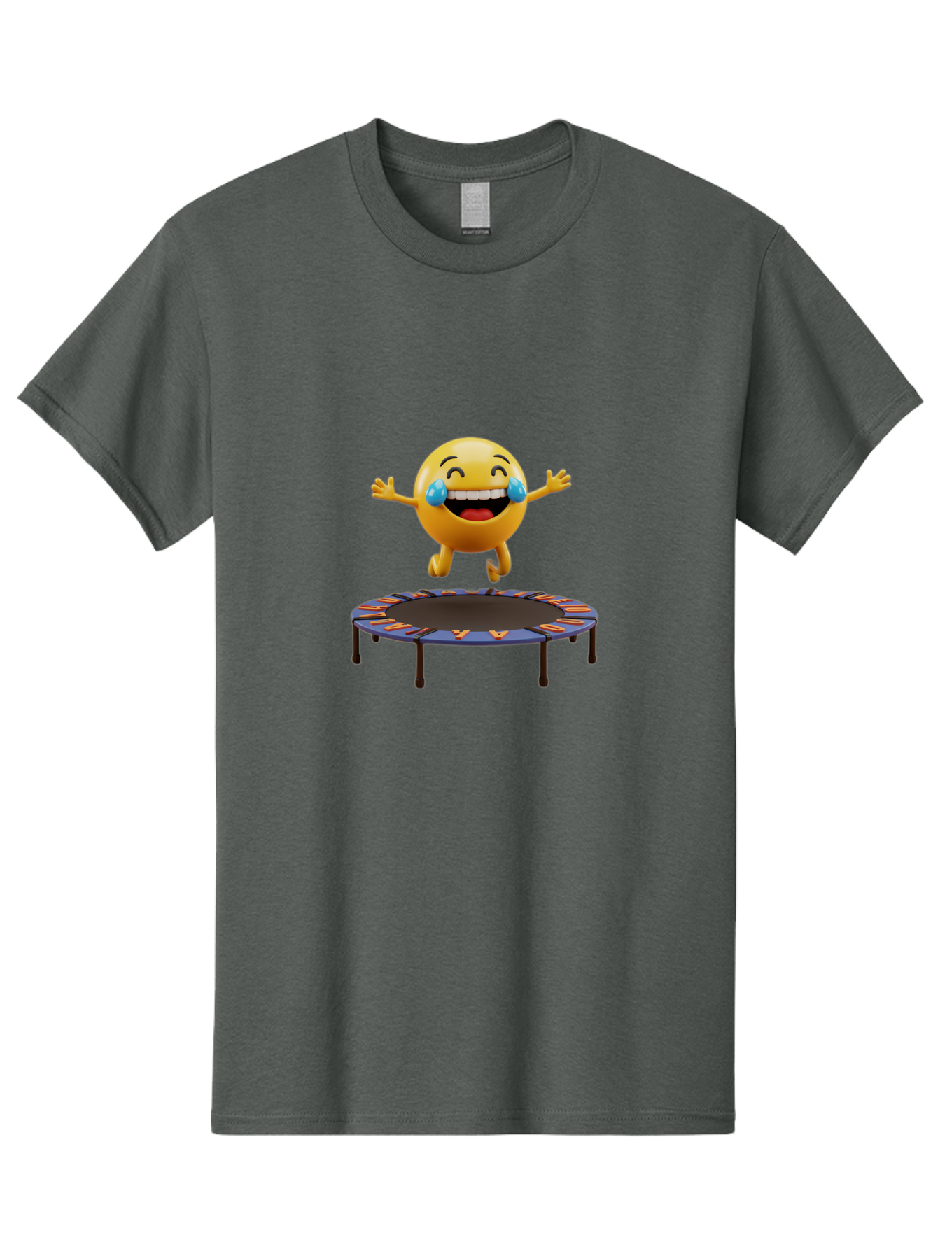 Laughing-Emoji-1 Men'S Graphic Tee, 100% Cotton, Comfortable Casual Summer Wear, Machine Washable, Happy Emoji On Trampoline, Laughing Face, Joyful Expression, Playful Atmosphere, Happy Bouncing, Funny Character, Smiley Face Baa914