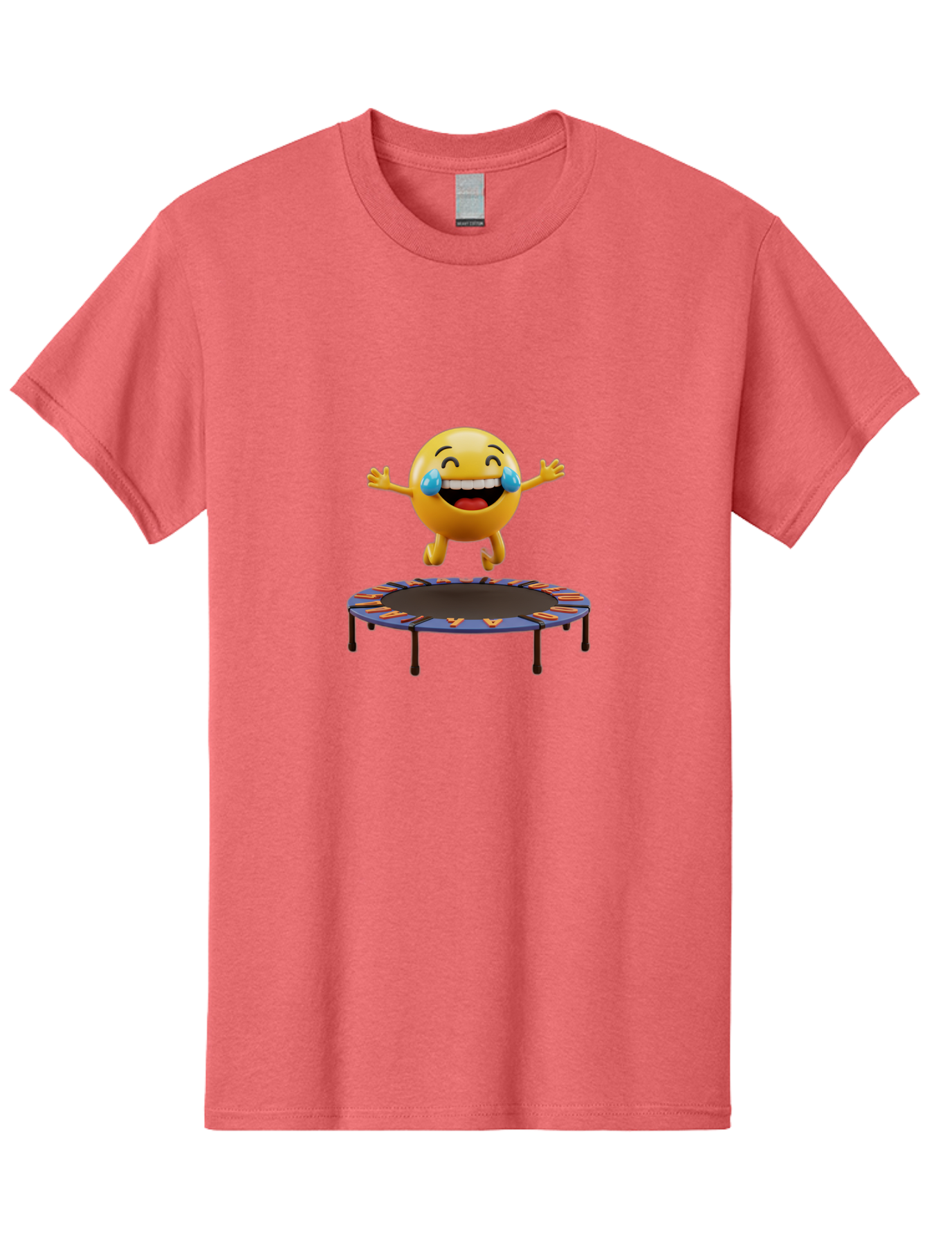 Laughing-Emoji-1 Men'S Graphic Tee, 100% Cotton, Comfortable Casual Summer Wear, Machine Washable, Happy Emoji On Trampoline, Laughing Face, Joyful Expression, Playful Atmosphere, Happy Bouncing, Funny Character, Smiley Face Baa914