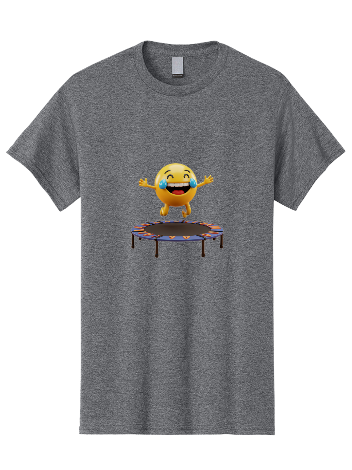 Laughing-Emoji-1 Men'S Graphic Tee, 100% Cotton, Comfortable Casual Summer Wear, Machine Washable, Happy Emoji On Trampoline, Laughing Face, Joyful Expression, Playful Atmosphere, Happy Bouncing, Funny Character, Smiley Face Baa914