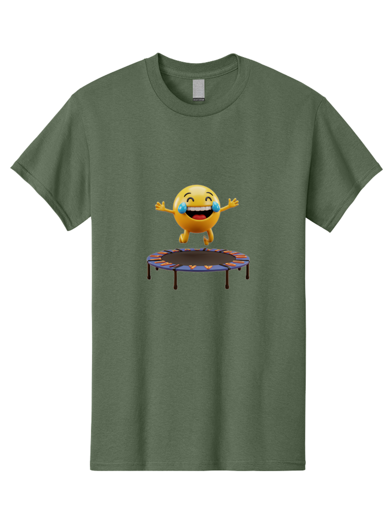 Laughing-Emoji-1 Men'S Graphic Tee, 100% Cotton, Comfortable Casual Summer Wear, Machine Washable, Happy Emoji On Trampoline, Laughing Face, Joyful Expression, Playful Atmosphere, Happy Bouncing, Funny Character, Smiley Face Baa914