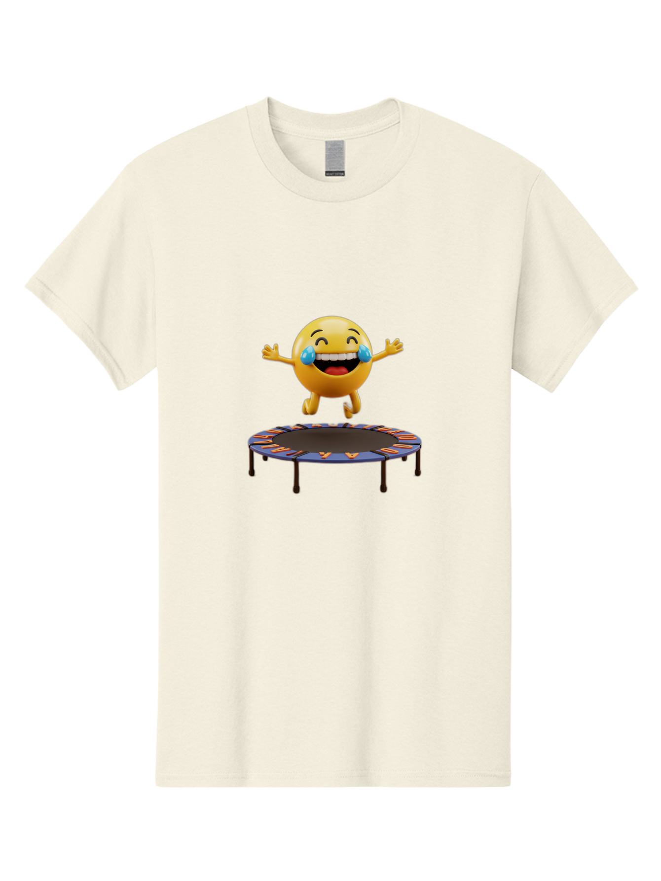 Laughing-Emoji-1 Men'S Graphic Tee, 100% Cotton, Comfortable Casual Summer Wear, Machine Washable, Happy Emoji On Trampoline, Laughing Face, Joyful Expression, Playful Atmosphere, Happy Bouncing, Funny Character, Smiley Face Baa914