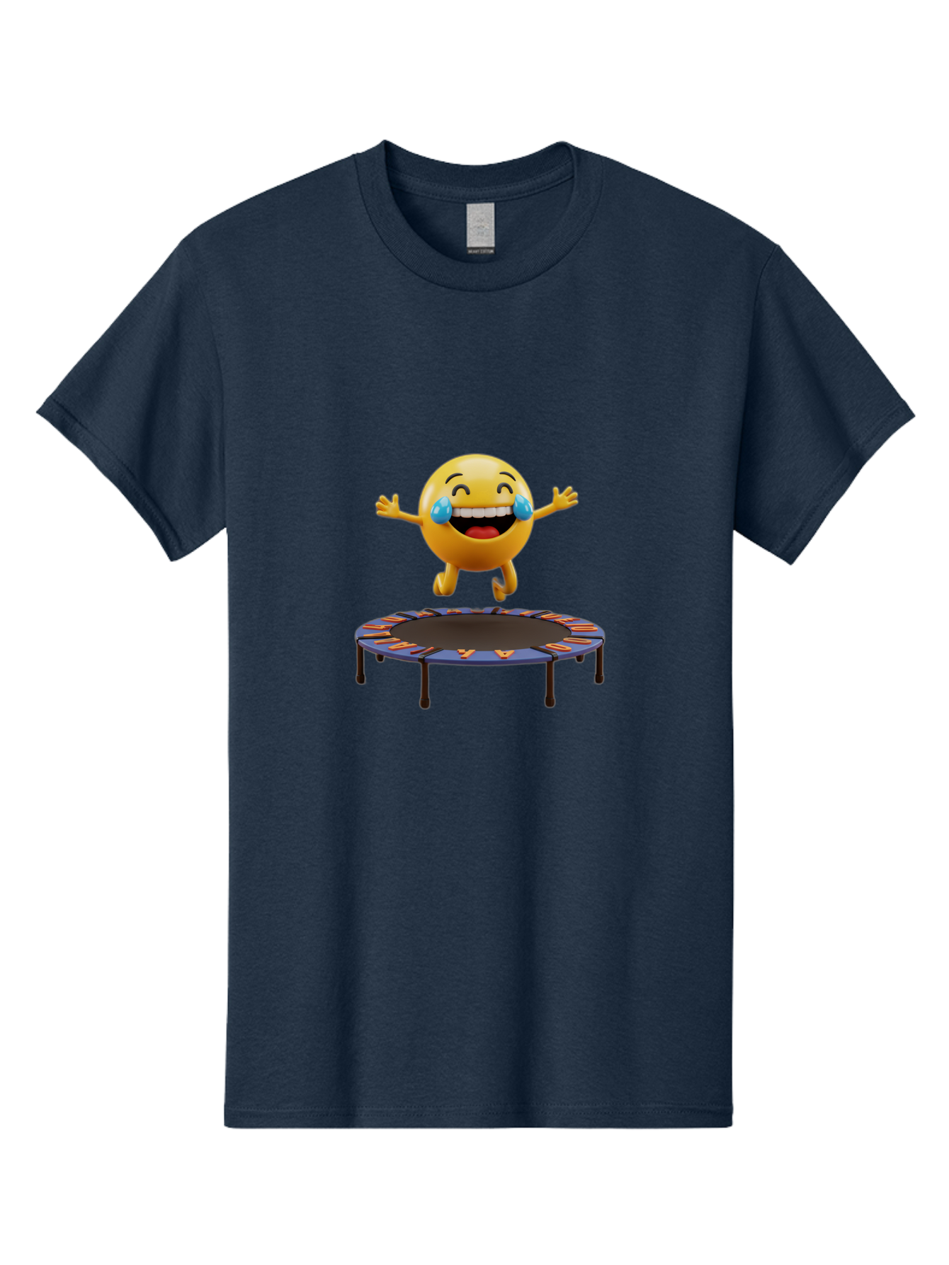 Laughing-Emoji-1 Men'S Graphic Tee, 100% Cotton, Comfortable Casual Summer Wear, Machine Washable, Happy Emoji On Trampoline, Laughing Face, Joyful Expression, Playful Atmosphere, Happy Bouncing, Funny Character, Smiley Face Baa914