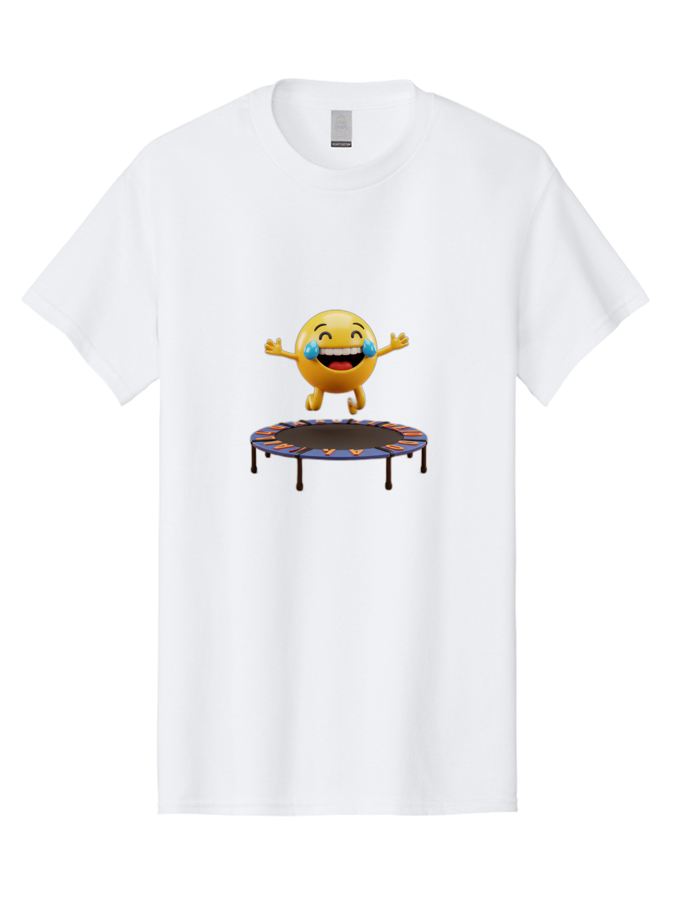 Laughing-Emoji-1 Men'S Graphic Tee, 100% Cotton, Comfortable Casual Summer Wear, Machine Washable, Happy Emoji On Trampoline, Laughing Face, Joyful Expression, Playful Atmosphere, Happy Bouncing, Funny Character, Smiley Face Baa914