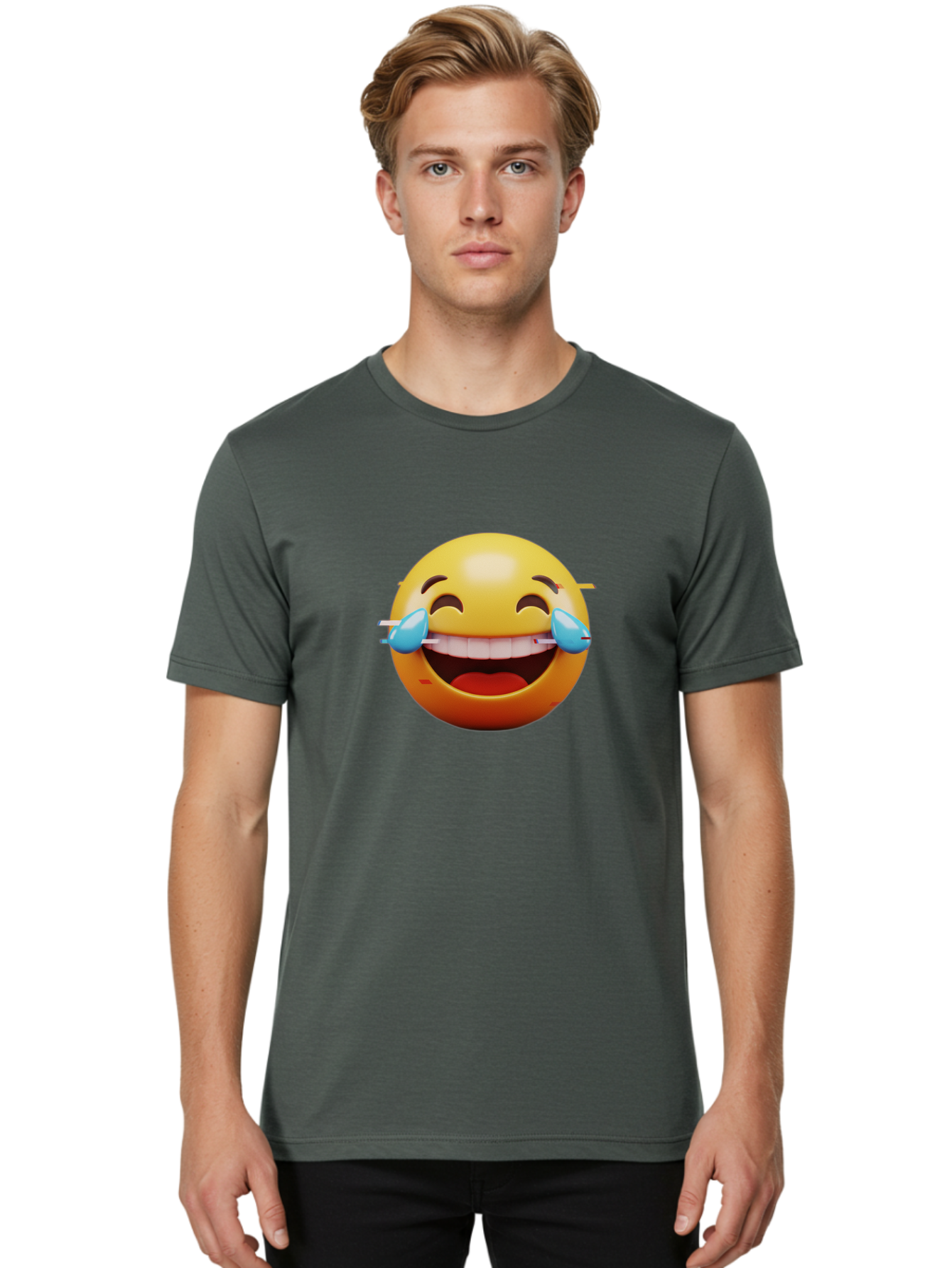 Laughing-Emoji Men'S Graphic Tee, 100% Cotton, Comfortable Casual Summer Wear, Machine Washable, Laughing Face, Happy Emoji, Joyful Expression, Smiling Face, Tears Of Joy, Funny Moment Baa915