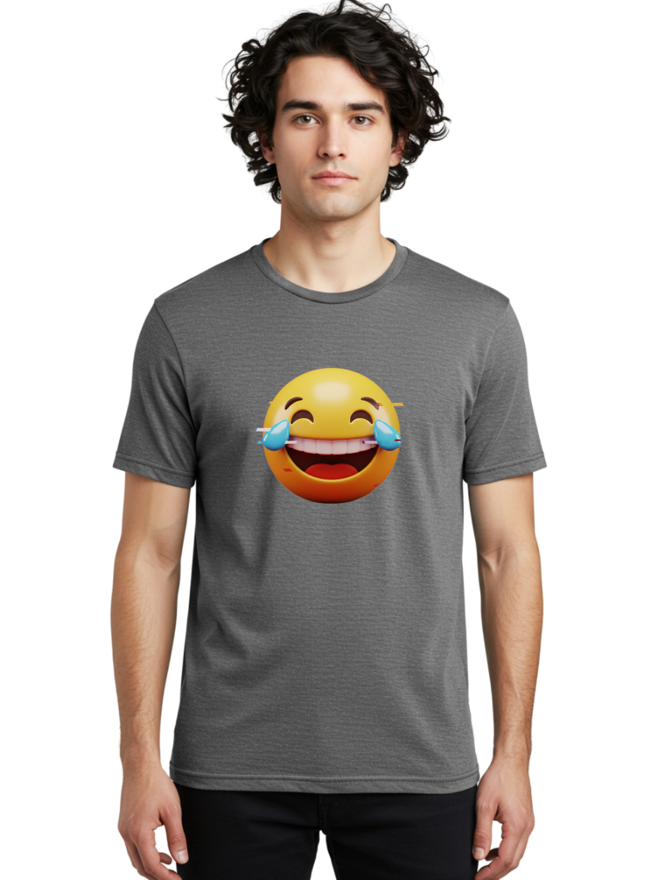 Laughing-Emoji Men'S Graphic Tee, 100% Cotton, Comfortable Casual Summer Wear, Machine Washable, Laughing Face, Happy Emoji, Joyful Expression, Smiling Face, Tears Of Joy, Funny Moment Baa915