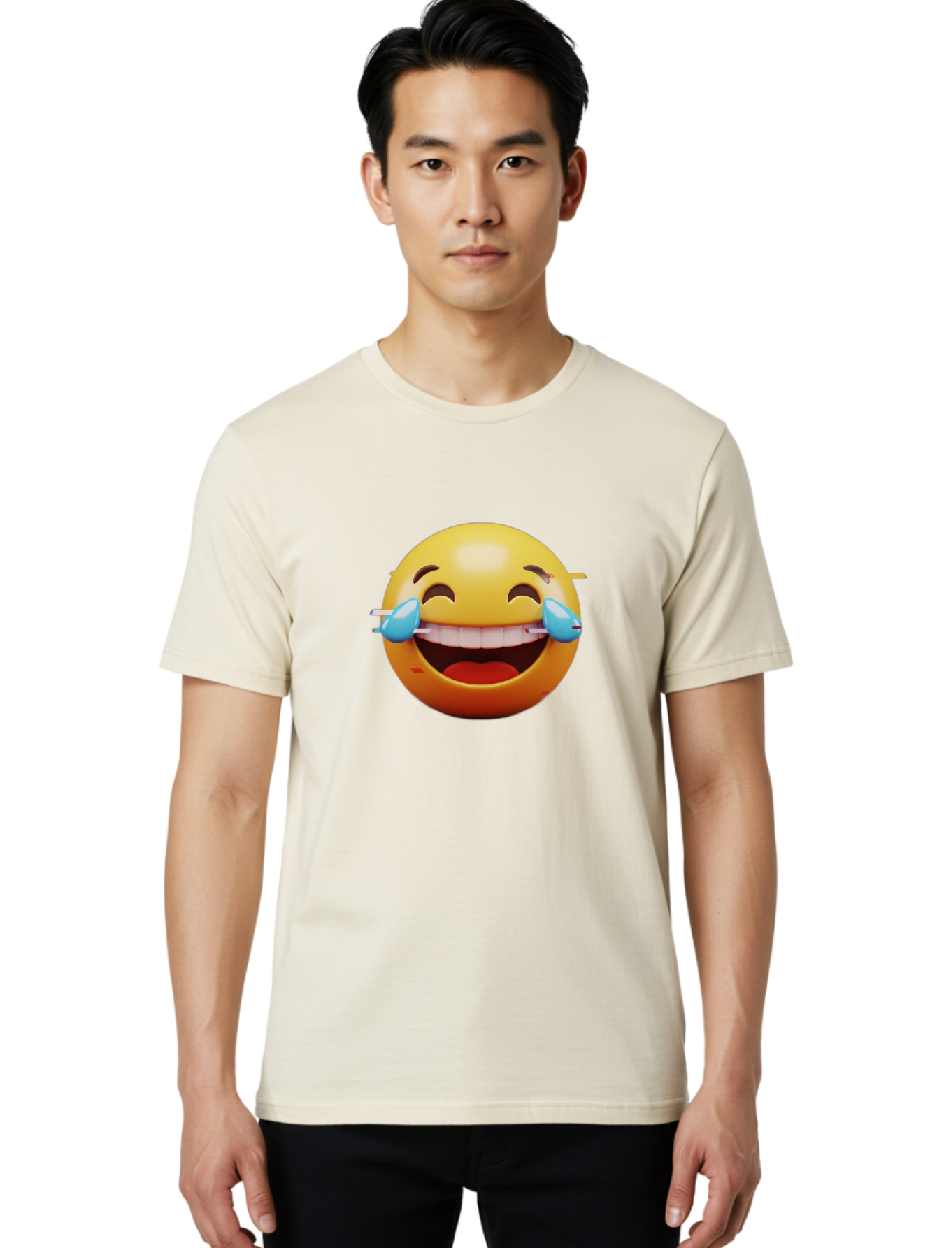 Laughing-Emoji Men'S Graphic Tee, 100% Cotton, Comfortable Casual Summer Wear, Machine Washable, Laughing Face, Happy Emoji, Joyful Expression, Smiling Face, Tears Of Joy, Funny Moment Baa915