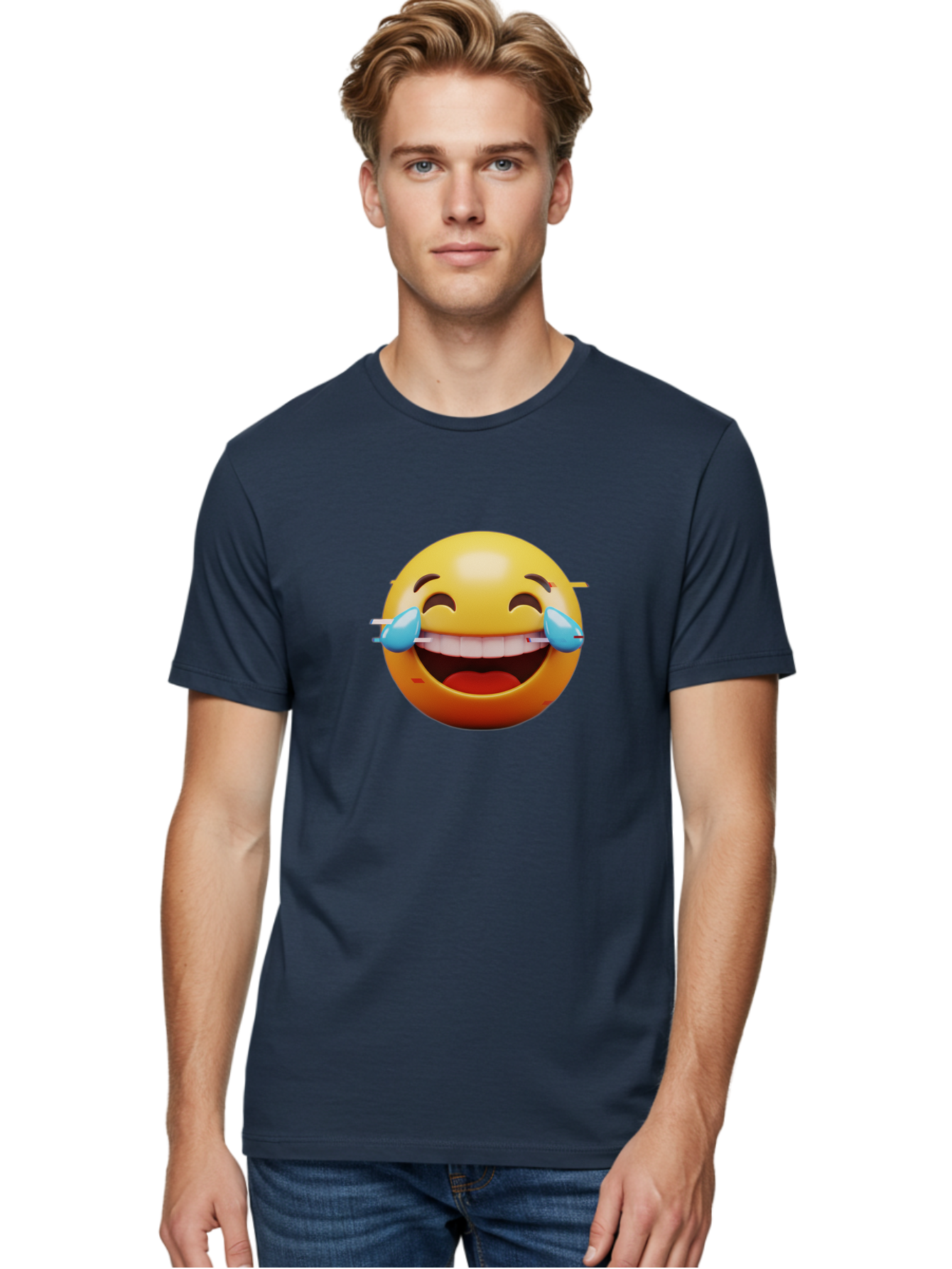 Laughing-Emoji Men'S Graphic Tee, 100% Cotton, Comfortable Casual Summer Wear, Machine Washable, Laughing Face, Happy Emoji, Joyful Expression, Smiling Face, Tears Of Joy, Funny Moment Baa915