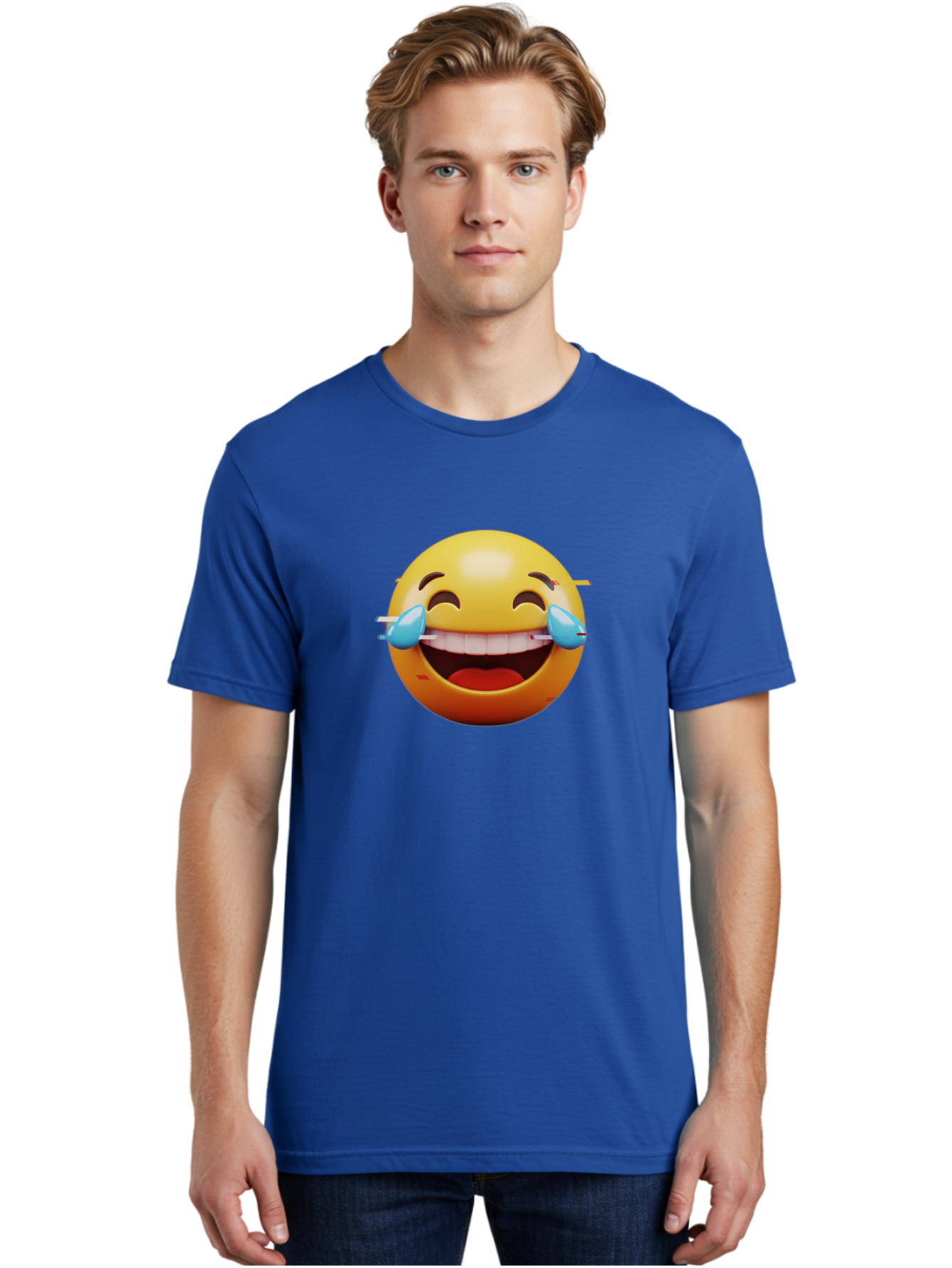 Laughing-Emoji Men'S Graphic Tee, 100% Cotton, Comfortable Casual Summer Wear, Machine Washable, Laughing Face, Happy Emoji, Joyful Expression, Smiling Face, Tears Of Joy, Funny Moment Baa915