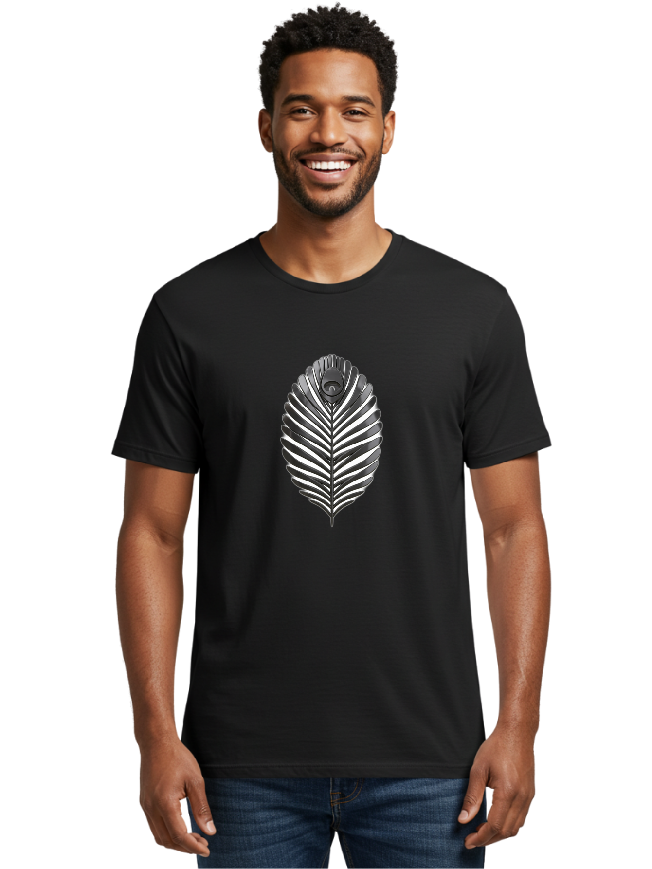 Leaf-Logo Men'S Graphic Tee, 100% Cotton, Comfortable Casual Summer Wear, Machine Washable, Leaf With Wings, Mythical Creature, Fantasy Art, Abstract Design, Nature-Inspired, Surrealism, Organic Shapes, Symbolic Representation Baa918