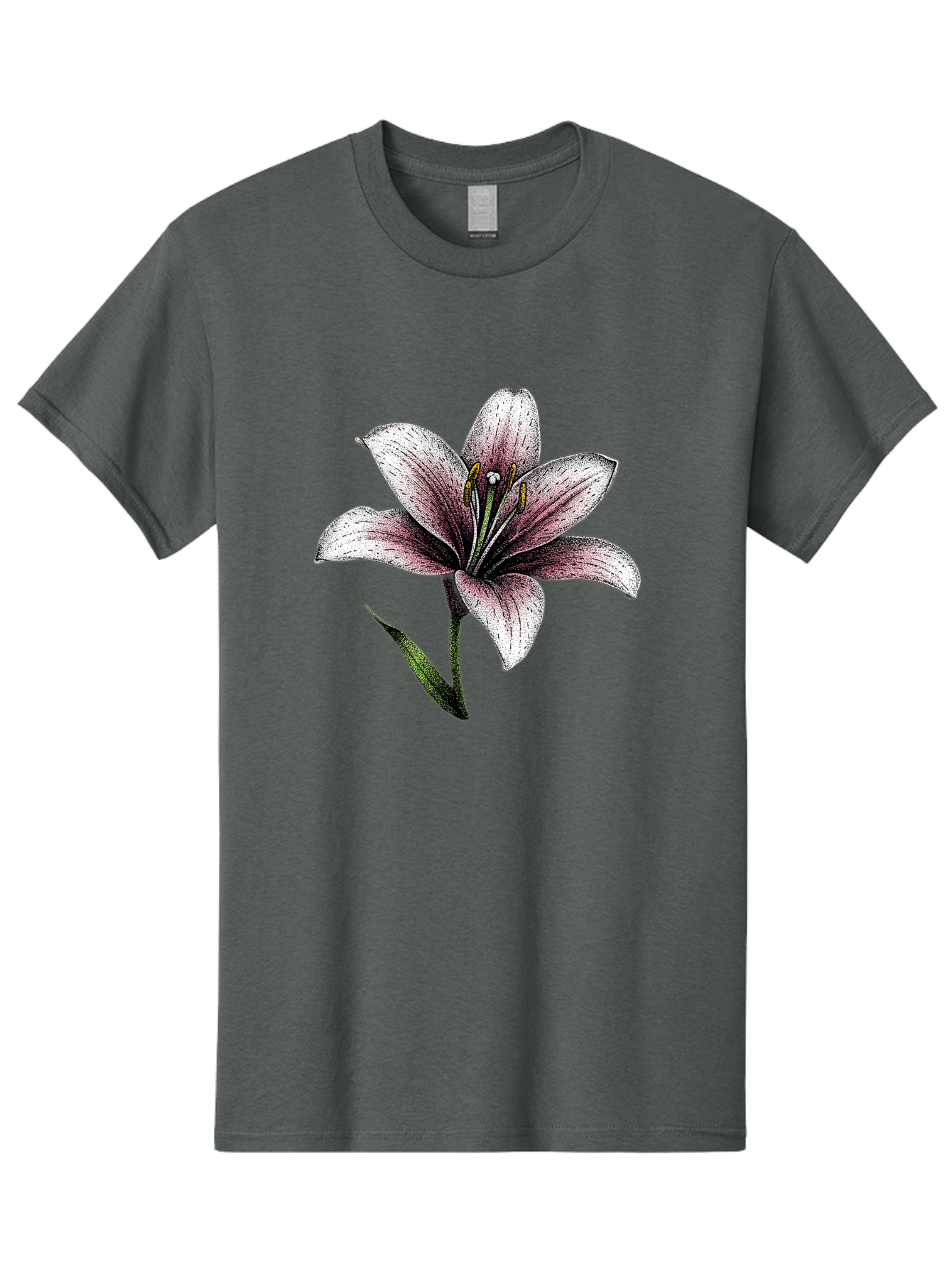 Lily-1 Men'S Graphic Tee, 100% Cotton, Comfortable Casual Summer Wear, Machine Washable, Lily Flower, Elegant Bloom, White And Purple Petals, Botanical Illustration, Delicate Stamens, Floral Beauty, Vintage Art, Flower Drawing Baa921