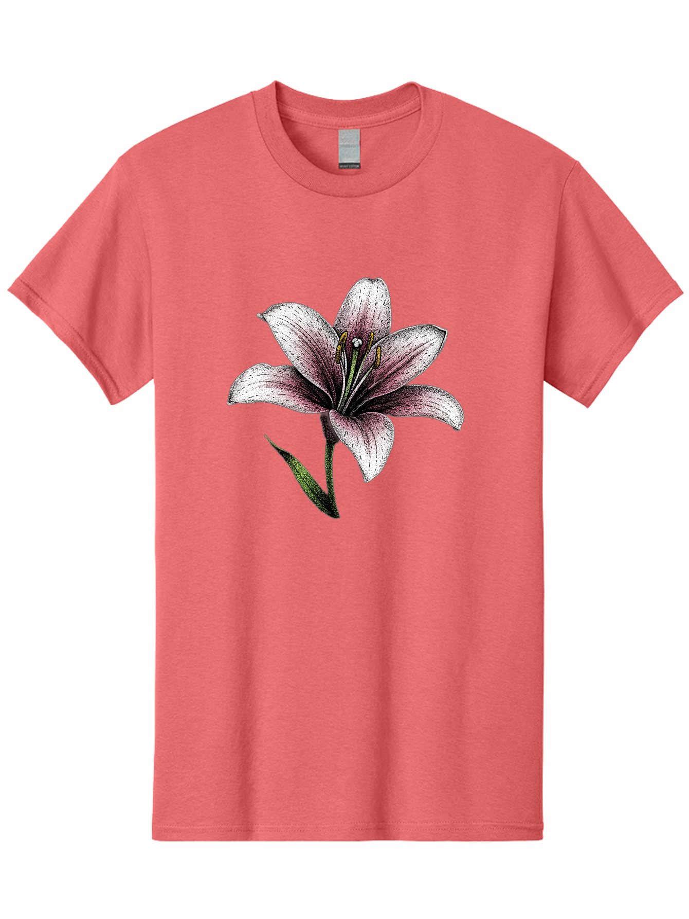 Lily-1 Men'S Graphic Tee, 100% Cotton, Comfortable Casual Summer Wear, Machine Washable, Lily Flower, Elegant Bloom, White And Purple Petals, Botanical Illustration, Delicate Stamens, Floral Beauty, Vintage Art, Flower Drawing Baa921