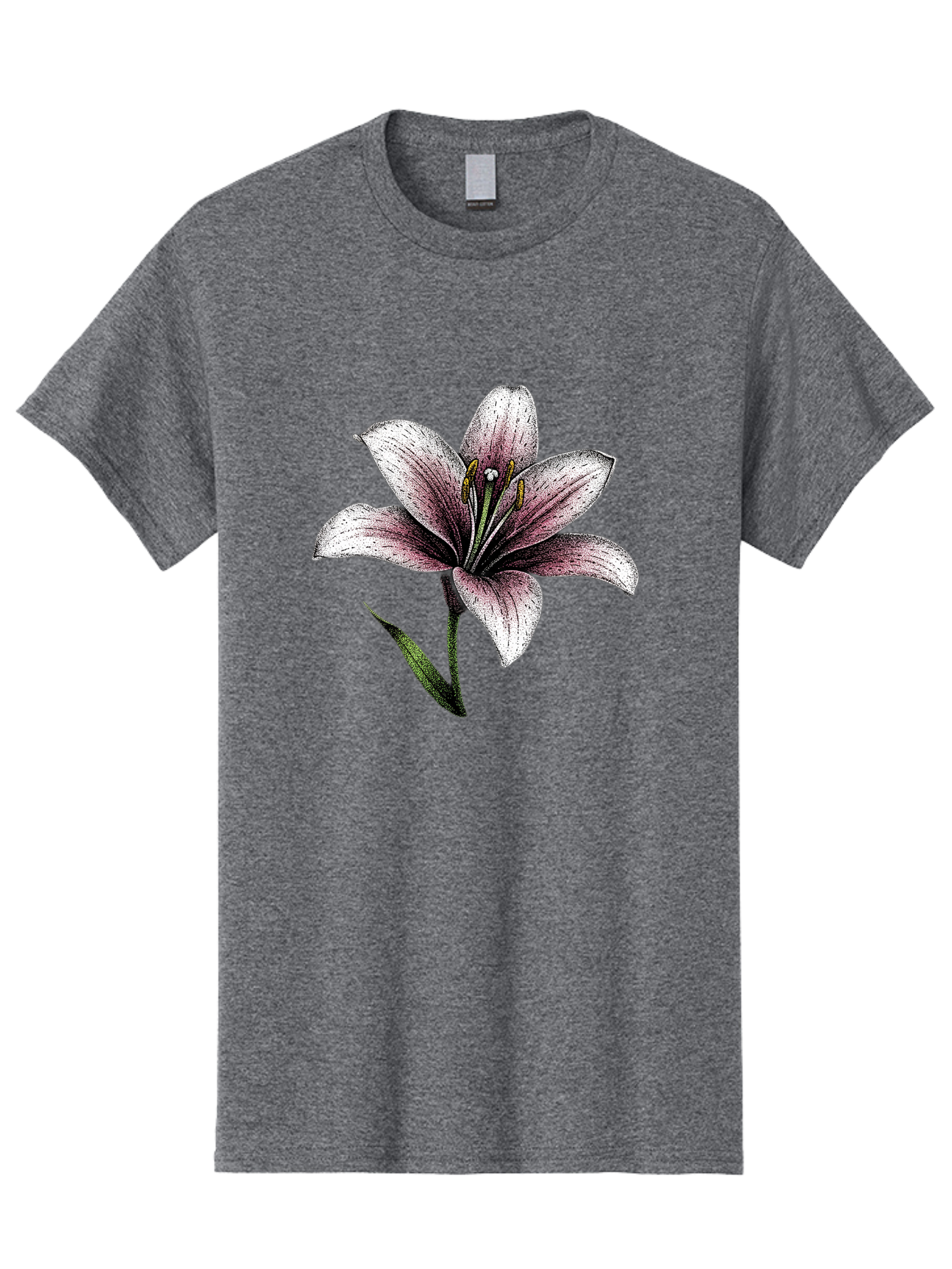 Lily-1 Men'S Graphic Tee, 100% Cotton, Comfortable Casual Summer Wear, Machine Washable, Lily Flower, Elegant Bloom, White And Purple Petals, Botanical Illustration, Delicate Stamens, Floral Beauty, Vintage Art, Flower Drawing Baa921