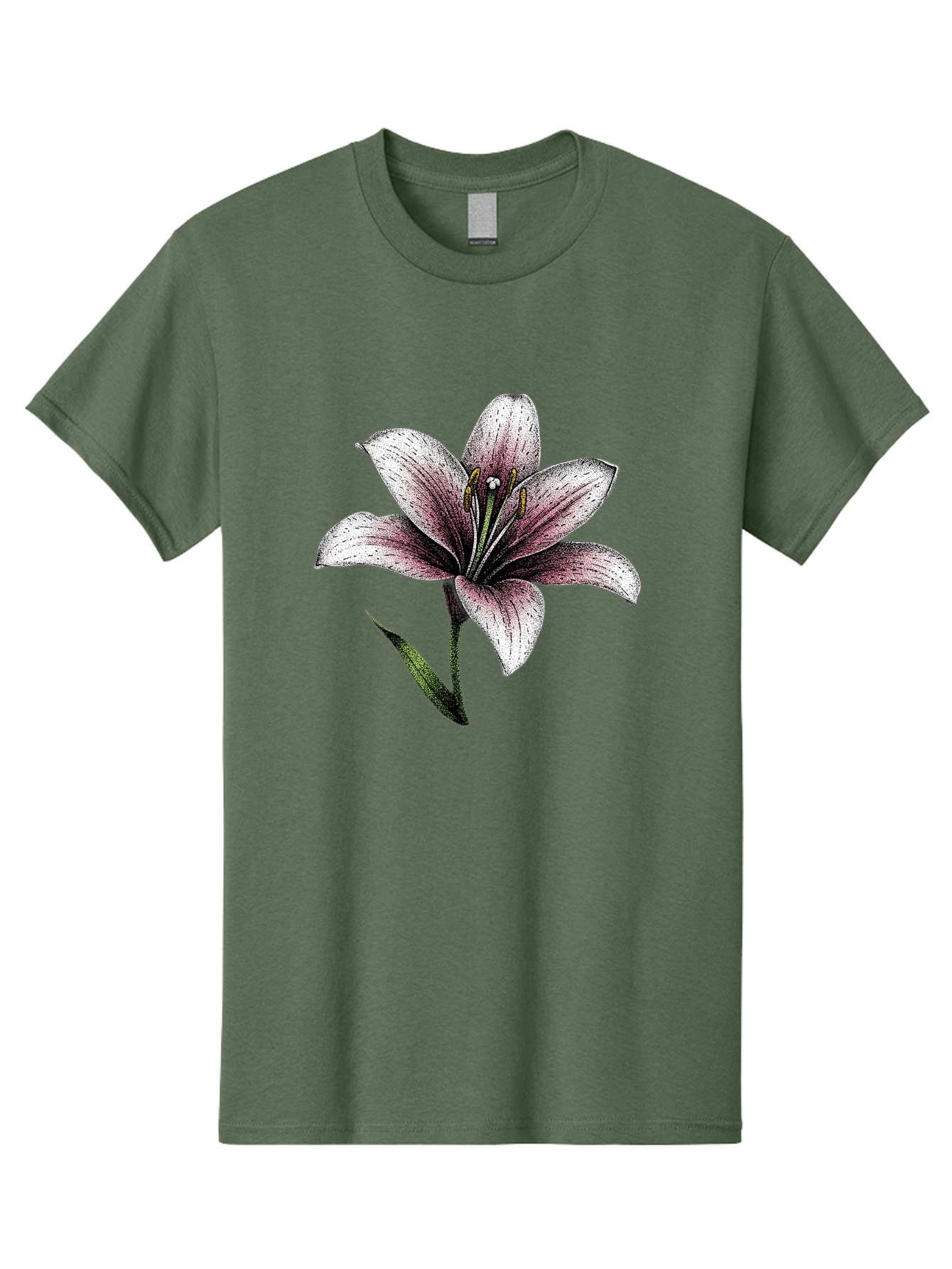 Lily-1 Men'S Graphic Tee, 100% Cotton, Comfortable Casual Summer Wear, Machine Washable, Lily Flower, Elegant Bloom, White And Purple Petals, Botanical Illustration, Delicate Stamens, Floral Beauty, Vintage Art, Flower Drawing Baa921