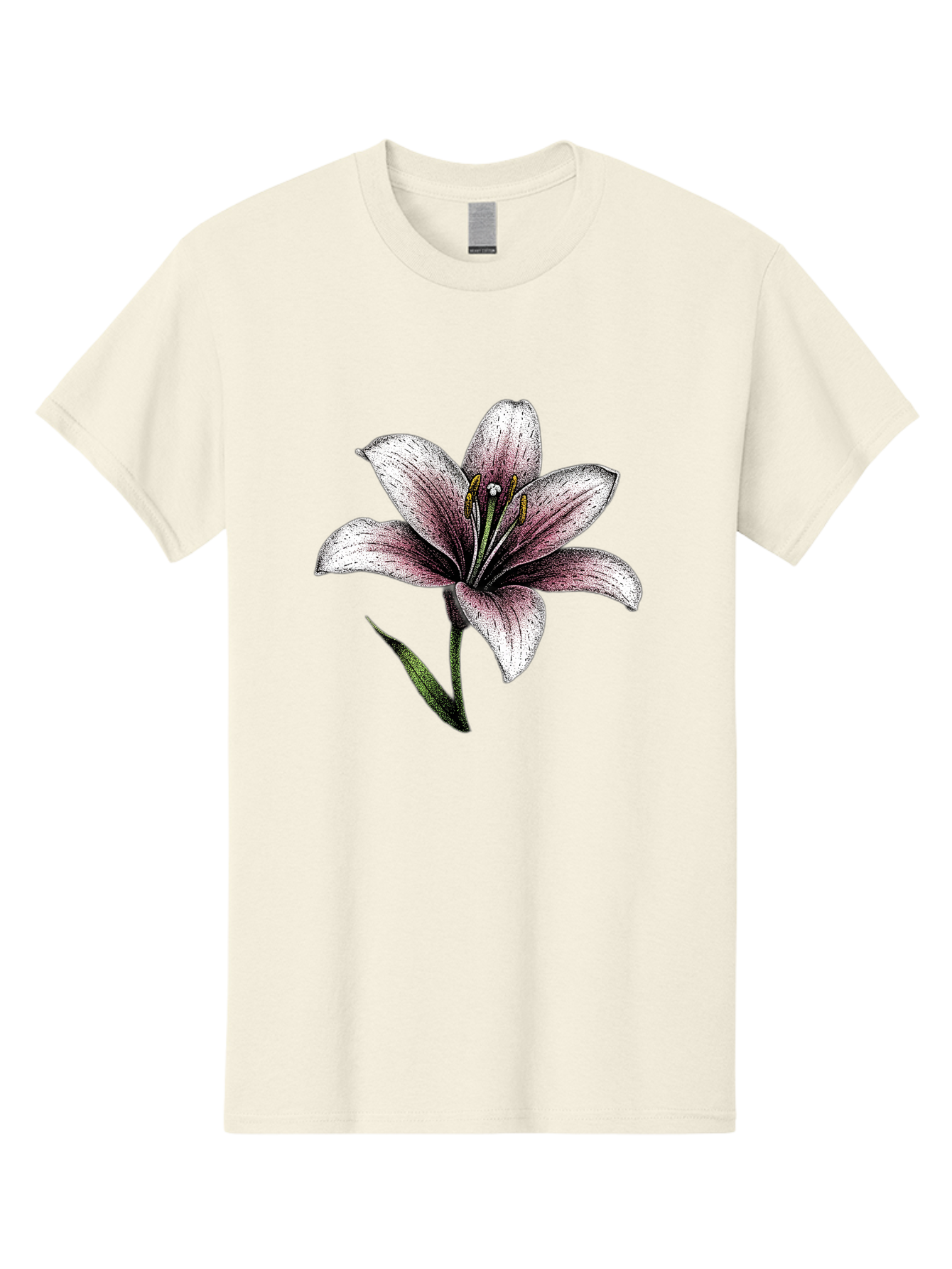 Lily-1 Men'S Graphic Tee, 100% Cotton, Comfortable Casual Summer Wear, Machine Washable, Lily Flower, Elegant Bloom, White And Purple Petals, Botanical Illustration, Delicate Stamens, Floral Beauty, Vintage Art, Flower Drawing Baa921