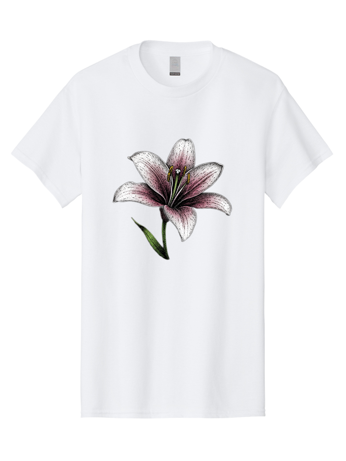 Lily-1 Men'S Graphic Tee, 100% Cotton, Comfortable Casual Summer Wear, Machine Washable, Lily Flower, Elegant Bloom, White And Purple Petals, Botanical Illustration, Delicate Stamens, Floral Beauty, Vintage Art, Flower Drawing Baa921