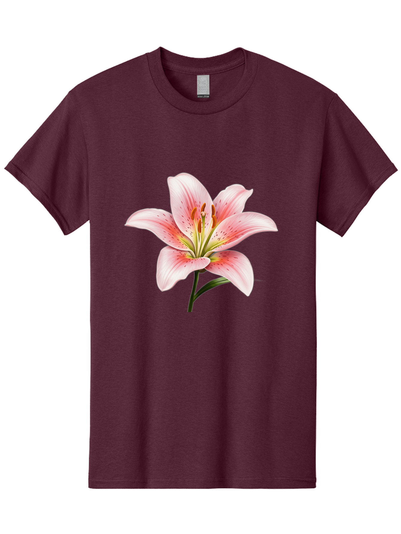 Lily Men'S Graphic Tee, 100% Cotton, Comfortable Casual Summer Wear, Machine Washable, Pink Lily, Floral Beauty, Delicate Petals, Yellow Stamens, Botanical Art, Flower Illustration, Soft Pink Hues, Elegant Bloom Baa922