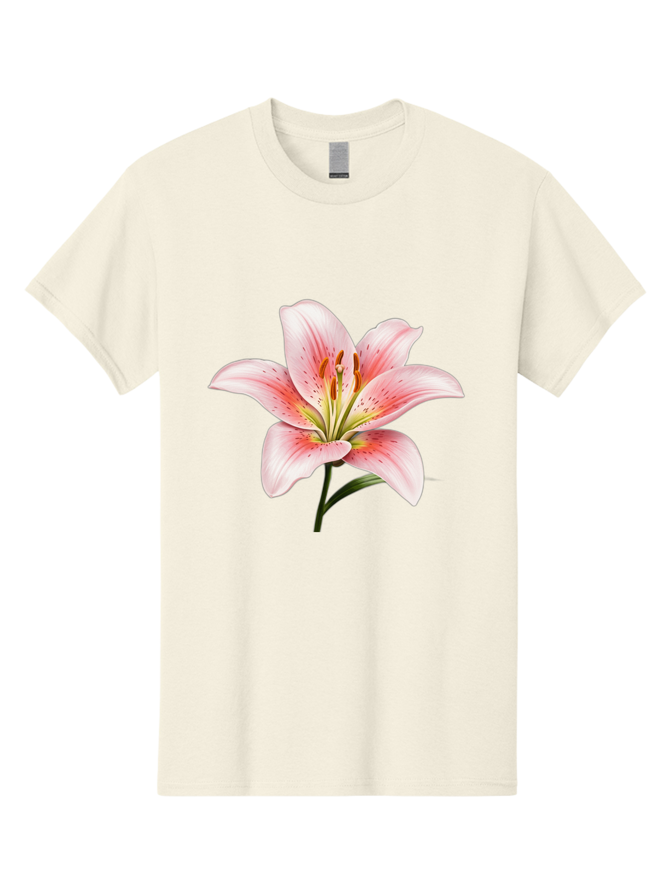 Lily Men'S Graphic Tee, 100% Cotton, Comfortable Casual Summer Wear, Machine Washable, Pink Lily, Floral Beauty, Delicate Petals, Yellow Stamens, Botanical Art, Flower Illustration, Soft Pink Hues, Elegant Bloom Baa922