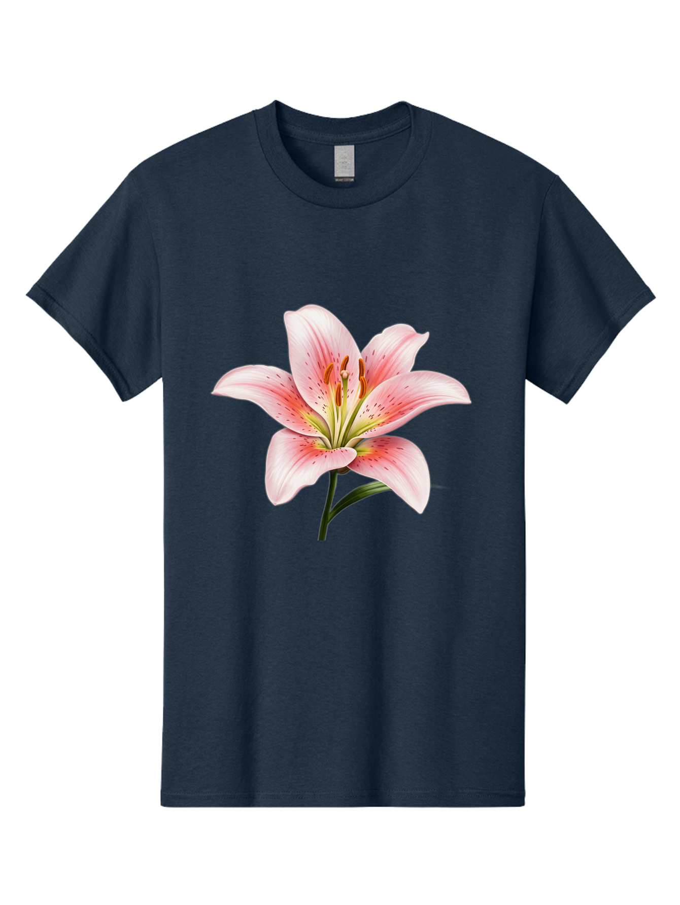 Lily Men'S Graphic Tee, 100% Cotton, Comfortable Casual Summer Wear, Machine Washable, Pink Lily, Floral Beauty, Delicate Petals, Yellow Stamens, Botanical Art, Flower Illustration, Soft Pink Hues, Elegant Bloom Baa922