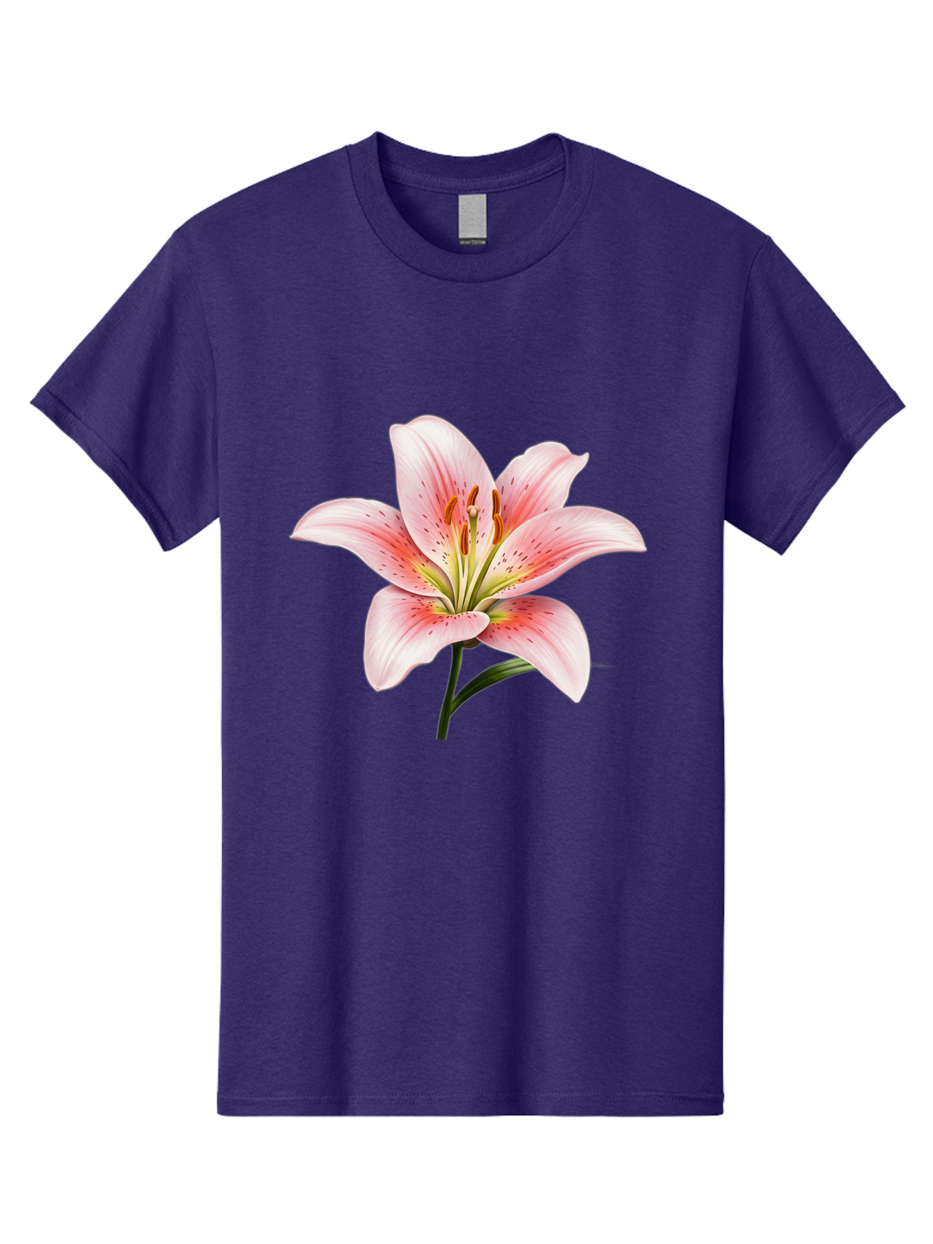 Lily Men'S Graphic Tee, 100% Cotton, Comfortable Casual Summer Wear, Machine Washable, Pink Lily, Floral Beauty, Delicate Petals, Yellow Stamens, Botanical Art, Flower Illustration, Soft Pink Hues, Elegant Bloom Baa922