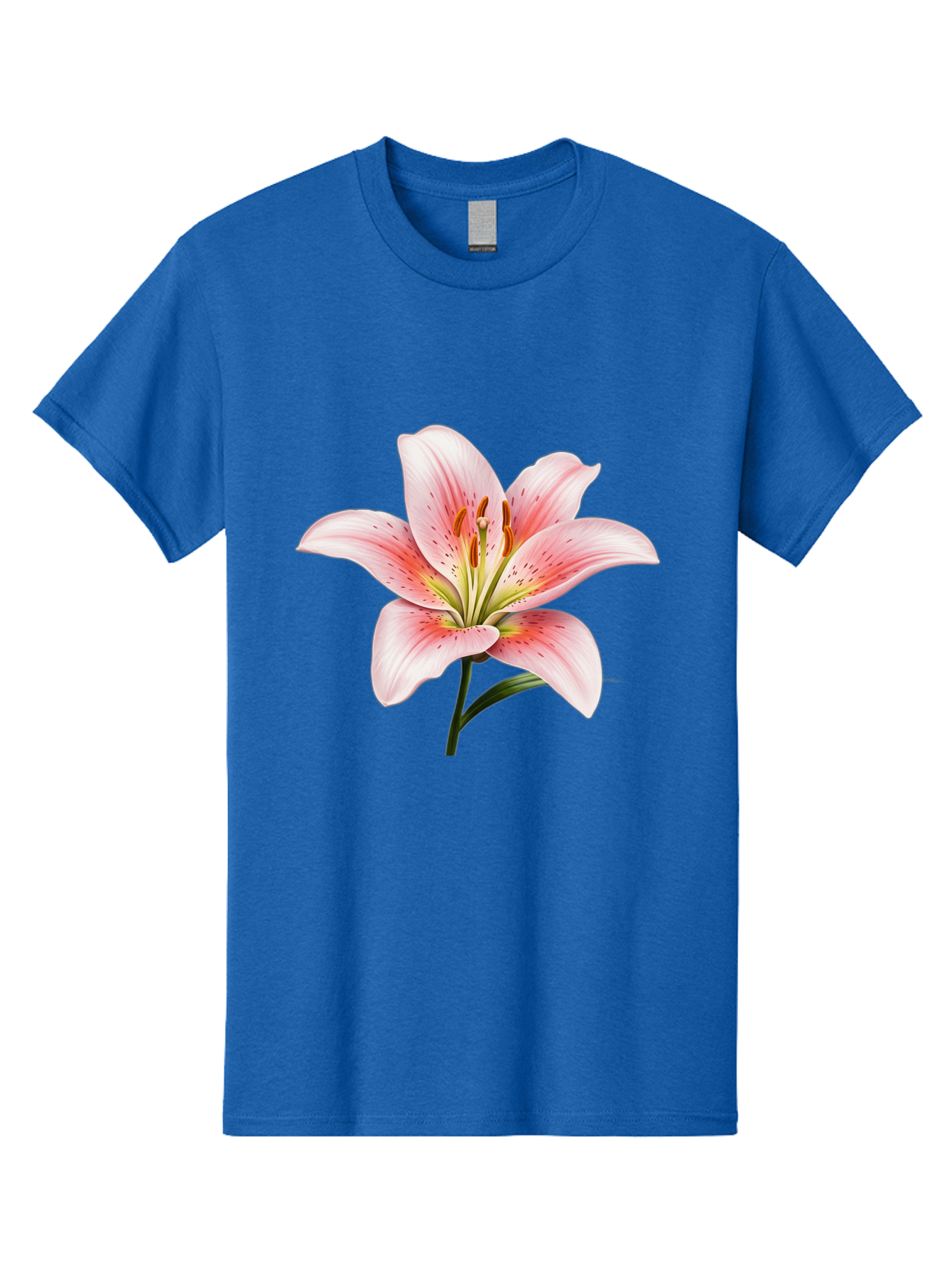 Lily Men'S Graphic Tee, 100% Cotton, Comfortable Casual Summer Wear, Machine Washable, Pink Lily, Floral Beauty, Delicate Petals, Yellow Stamens, Botanical Art, Flower Illustration, Soft Pink Hues, Elegant Bloom Baa922