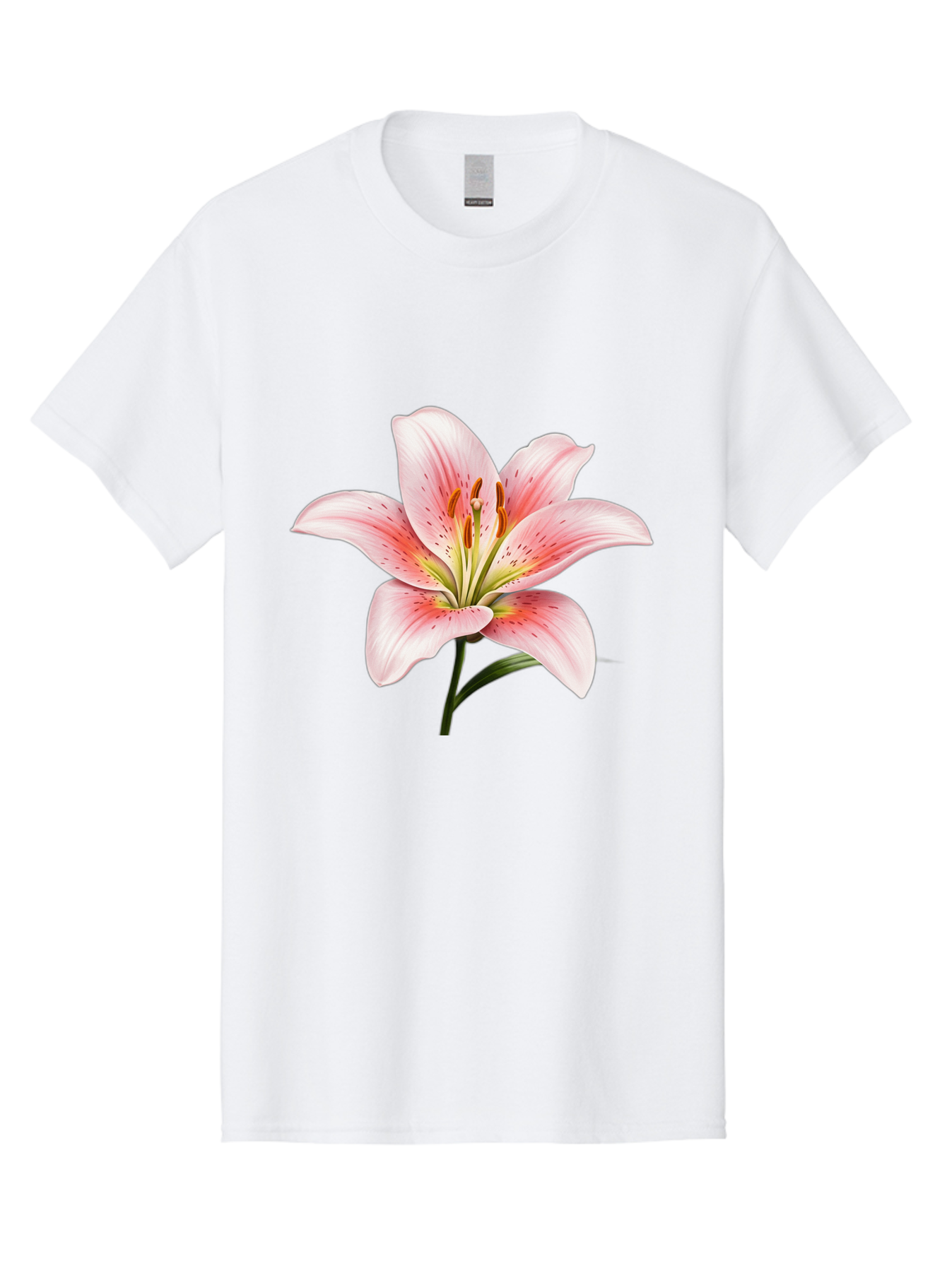 Lily Men'S Graphic Tee, 100% Cotton, Comfortable Casual Summer Wear, Machine Washable, Pink Lily, Floral Beauty, Delicate Petals, Yellow Stamens, Botanical Art, Flower Illustration, Soft Pink Hues, Elegant Bloom Baa922