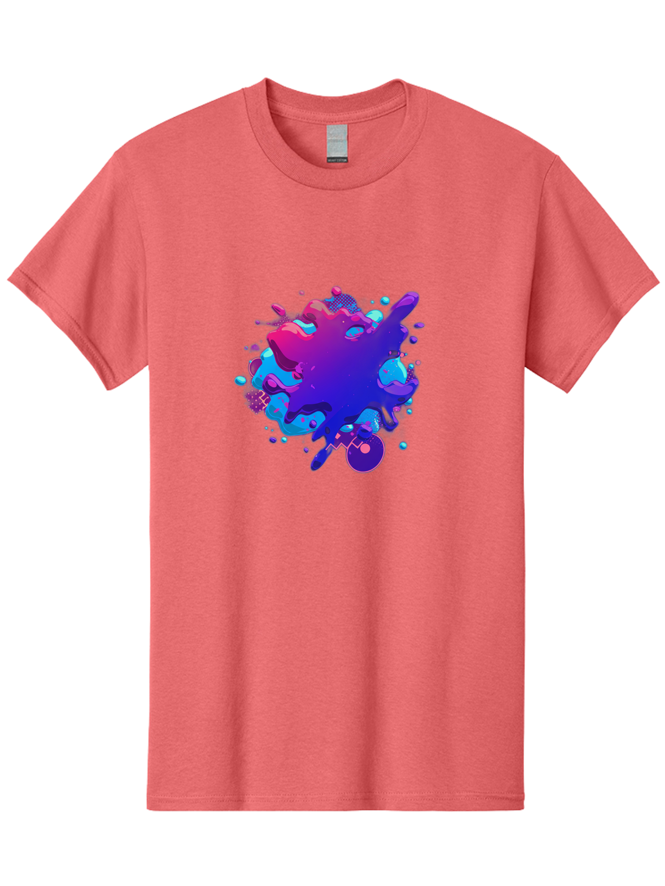 Liquid-Splash Men'S Graphic Tee, 100% Cotton, Comfortable Casual Summer Wear, Machine Washable, Purple Paint Splash, Vibrant Colors, Abstract Design, Fluid Art, Dynamic Shapes, Creative Expression, Colorful Splatter, Artistic Splash Baa923