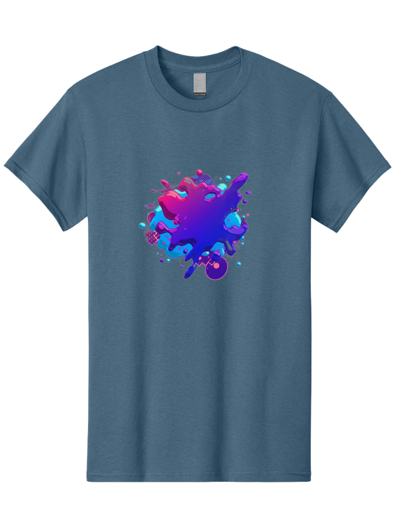 Liquid-Splash Men'S Graphic Tee, 100% Cotton, Comfortable Casual Summer Wear, Machine Washable, Purple Paint Splash, Vibrant Colors, Abstract Design, Fluid Art, Dynamic Shapes, Creative Expression, Colorful Splatter, Artistic Splash Baa923