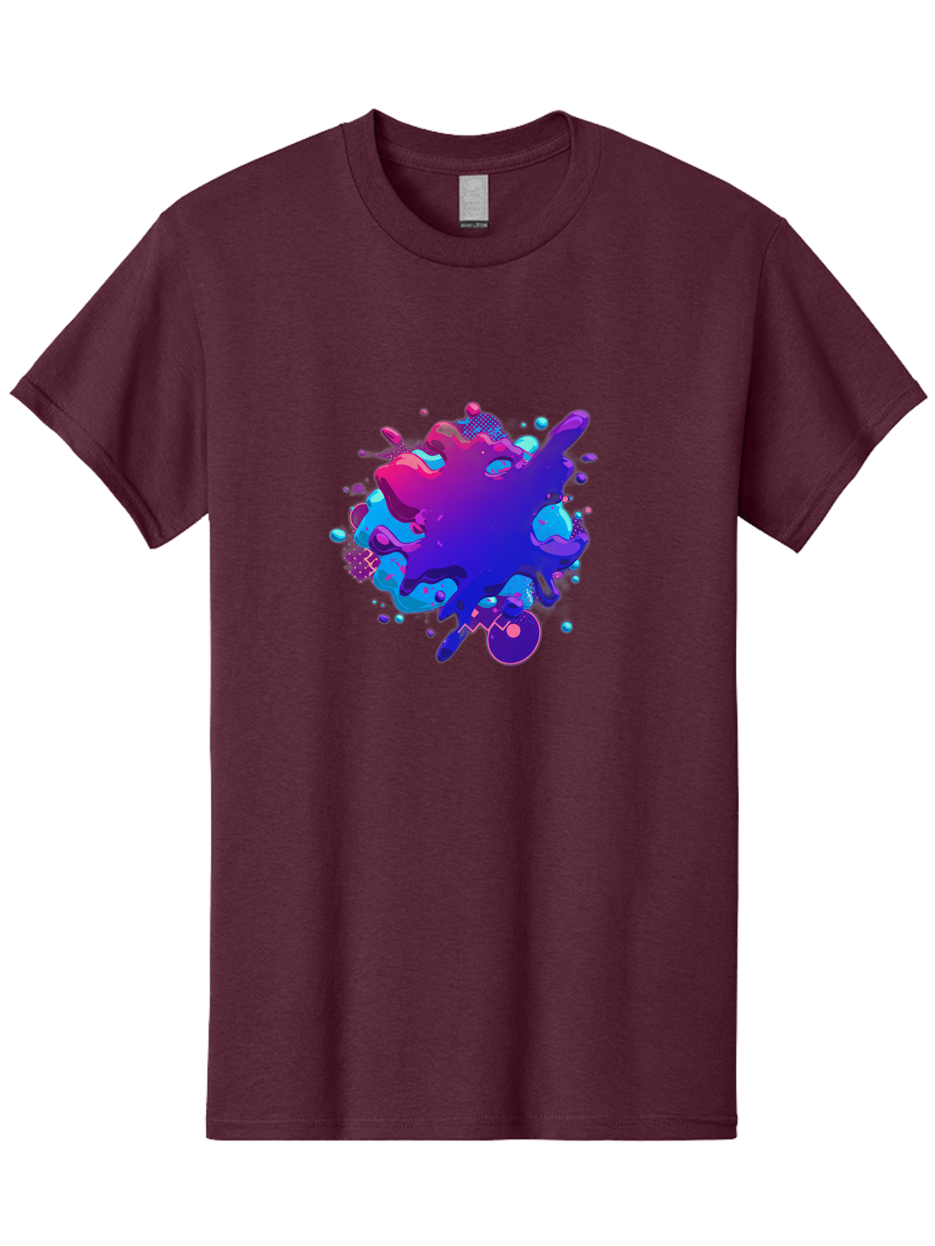 Liquid-Splash Men'S Graphic Tee, 100% Cotton, Comfortable Casual Summer Wear, Machine Washable, Purple Paint Splash, Vibrant Colors, Abstract Design, Fluid Art, Dynamic Shapes, Creative Expression, Colorful Splatter, Artistic Splash Baa923