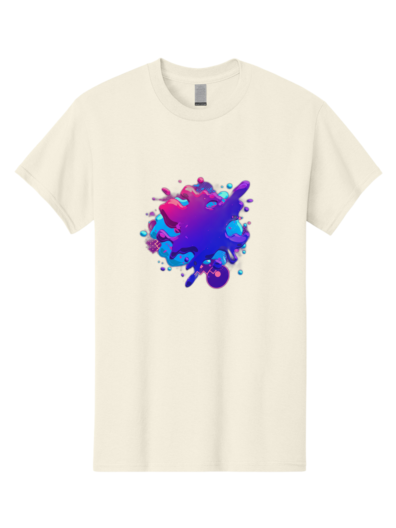 Liquid-Splash Men'S Graphic Tee, 100% Cotton, Comfortable Casual Summer Wear, Machine Washable, Purple Paint Splash, Vibrant Colors, Abstract Design, Fluid Art, Dynamic Shapes, Creative Expression, Colorful Splatter, Artistic Splash Baa923