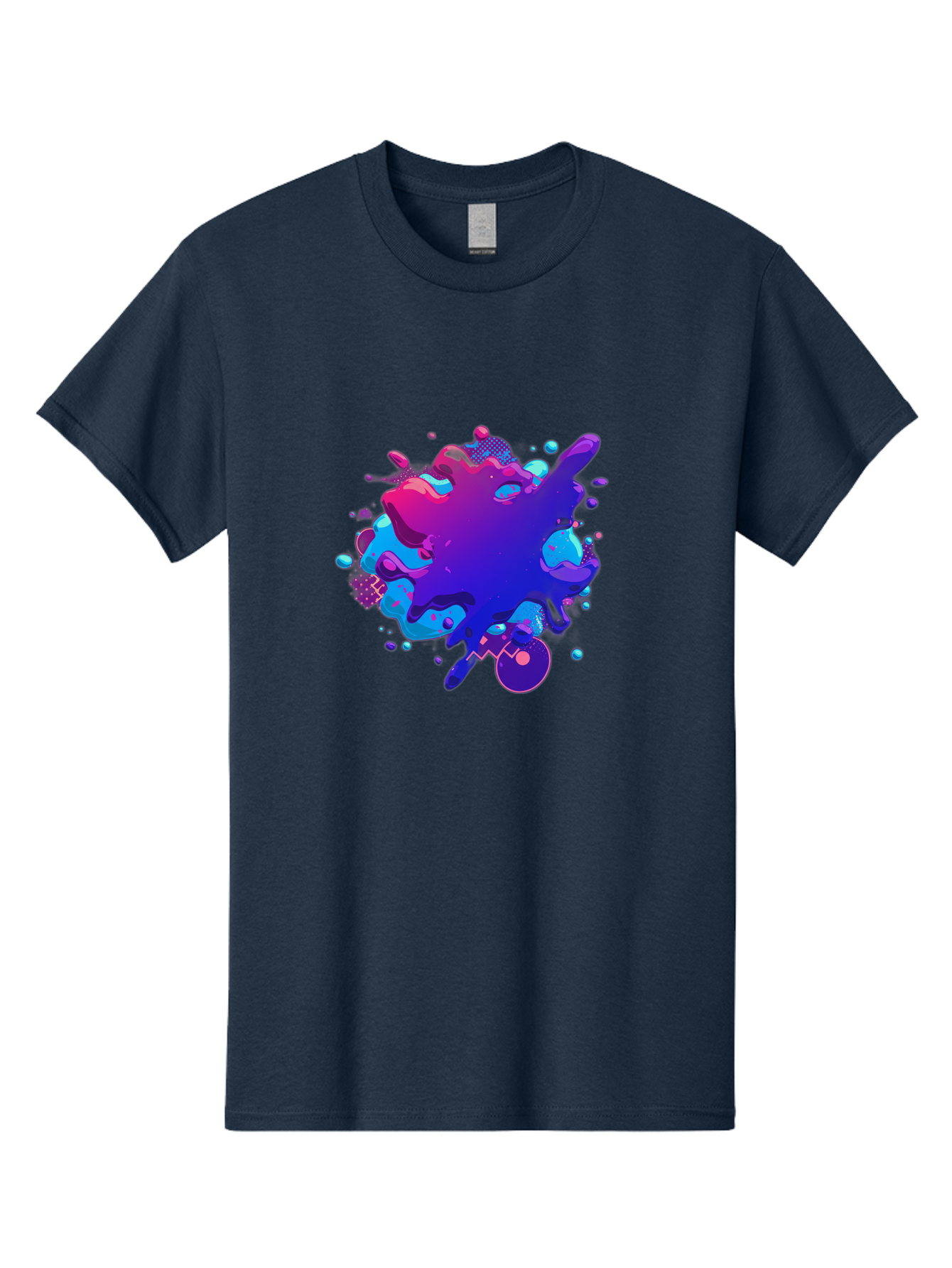 Liquid-Splash Men'S Graphic Tee, 100% Cotton, Comfortable Casual Summer Wear, Machine Washable, Purple Paint Splash, Vibrant Colors, Abstract Design, Fluid Art, Dynamic Shapes, Creative Expression, Colorful Splatter, Artistic Splash Baa923