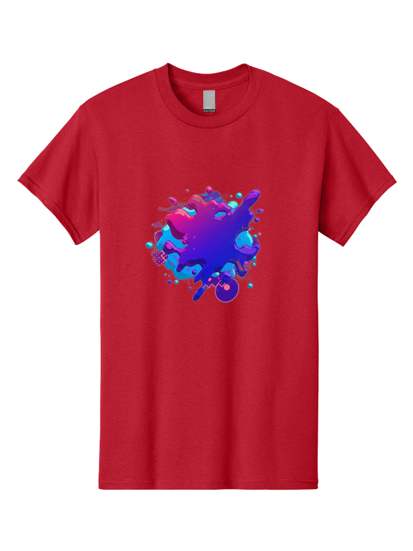 Liquid-Splash Men'S Graphic Tee, 100% Cotton, Comfortable Casual Summer Wear, Machine Washable, Purple Paint Splash, Vibrant Colors, Abstract Design, Fluid Art, Dynamic Shapes, Creative Expression, Colorful Splatter, Artistic Splash Baa923