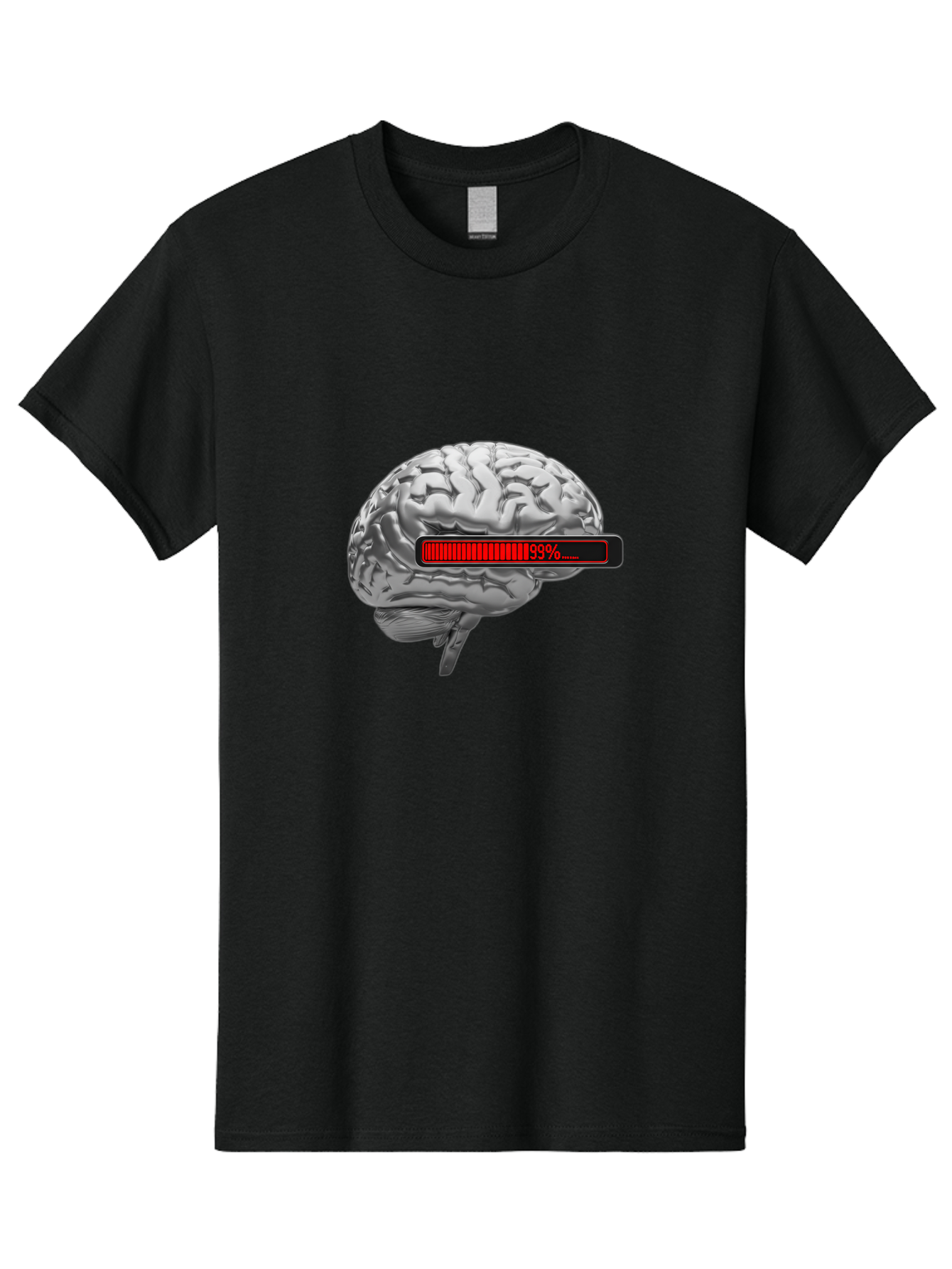 Loading-Brain-1 Men'S Graphic Tee, 100% Cotton, Comfortable Casual Summer Wear, Machine Washable, Human Brain, Loading Bar, Progress Indicator, 99% Complete, Grey Brain, Futuristic Concept, Technology Integration, Cognitive Processing, Baa924