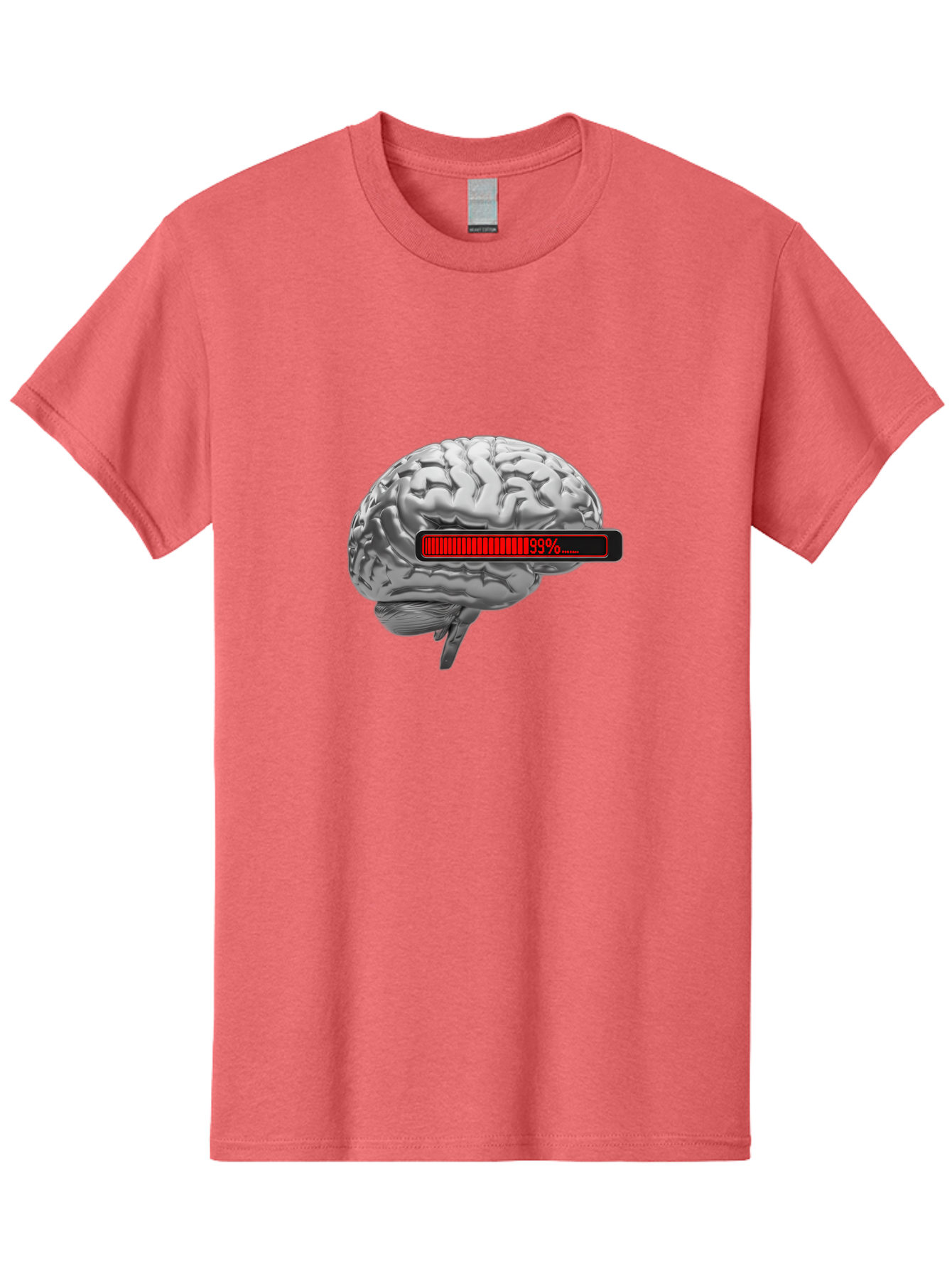 Loading-Brain-1 Men'S Graphic Tee, 100% Cotton, Comfortable Casual Summer Wear, Machine Washable, Human Brain, Loading Bar, Progress Indicator, 99% Complete, Grey Brain, Futuristic Concept, Technology Integration, Cognitive Processing, Baa924