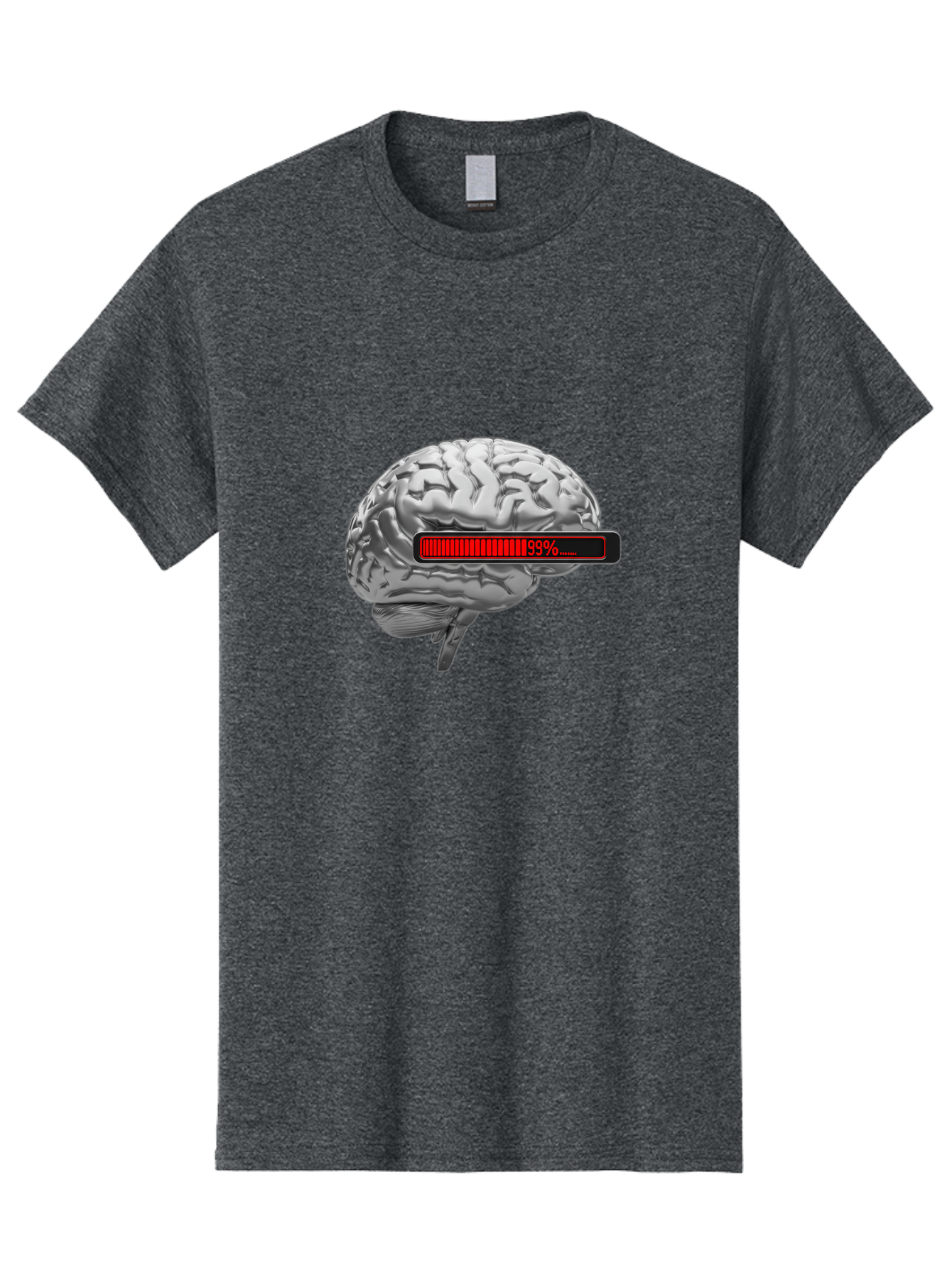 Loading-Brain-1 Men'S Graphic Tee, 100% Cotton, Comfortable Casual Summer Wear, Machine Washable, Human Brain, Loading Bar, Progress Indicator, 99% Complete, Grey Brain, Futuristic Concept, Technology Integration, Cognitive Processing, Baa924