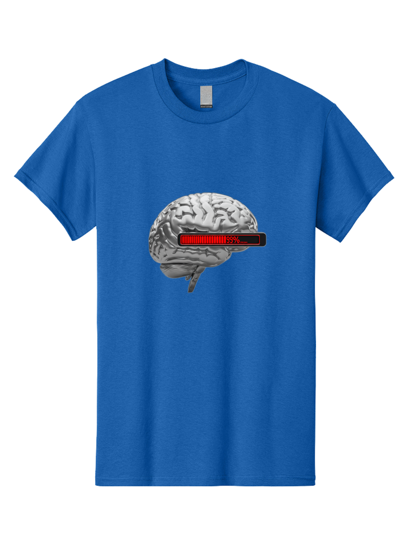 Loading-Brain-1 Men'S Graphic Tee, 100% Cotton, Comfortable Casual Summer Wear, Machine Washable, Human Brain, Loading Bar, Progress Indicator, 99% Complete, Grey Brain, Futuristic Concept, Technology Integration, Cognitive Processing, Baa924