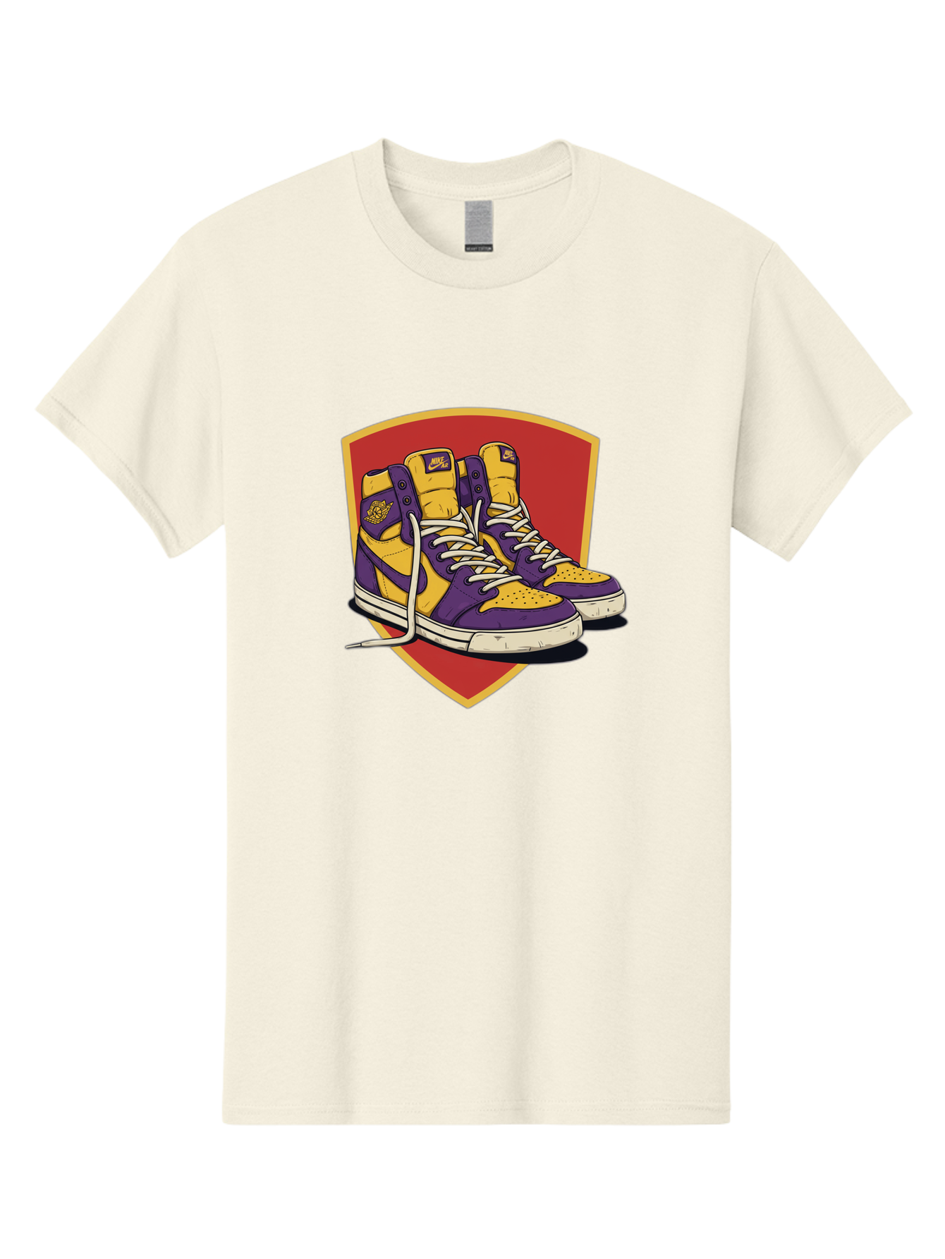 Los-Angeles-Lakers Men'S Graphic Tee, 100% Cotton, Comfortable Casual Summer Wear, Machine Washable, Purple And Yellow Air Jordan Sneakers, Nike Logo, Yellow And Purple Color Scheme, White Laces, Athletic Footwear, Sports Shoes, Baa928