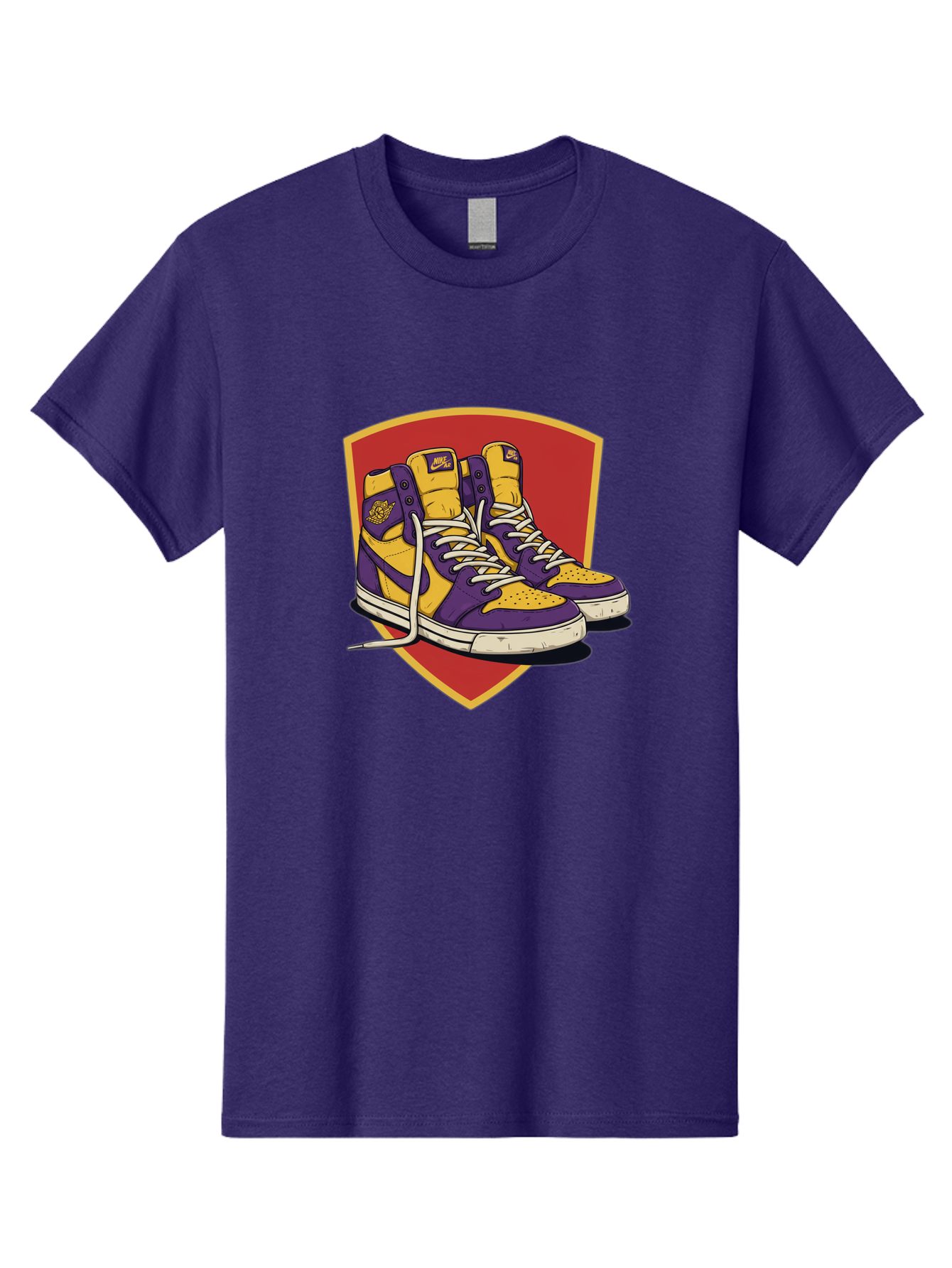 Los-Angeles-Lakers Men'S Graphic Tee, 100% Cotton, Comfortable Casual Summer Wear, Machine Washable, Purple And Yellow Air Jordan Sneakers, Nike Logo, Yellow And Purple Color Scheme, White Laces, Athletic Footwear, Sports Shoes, Baa928