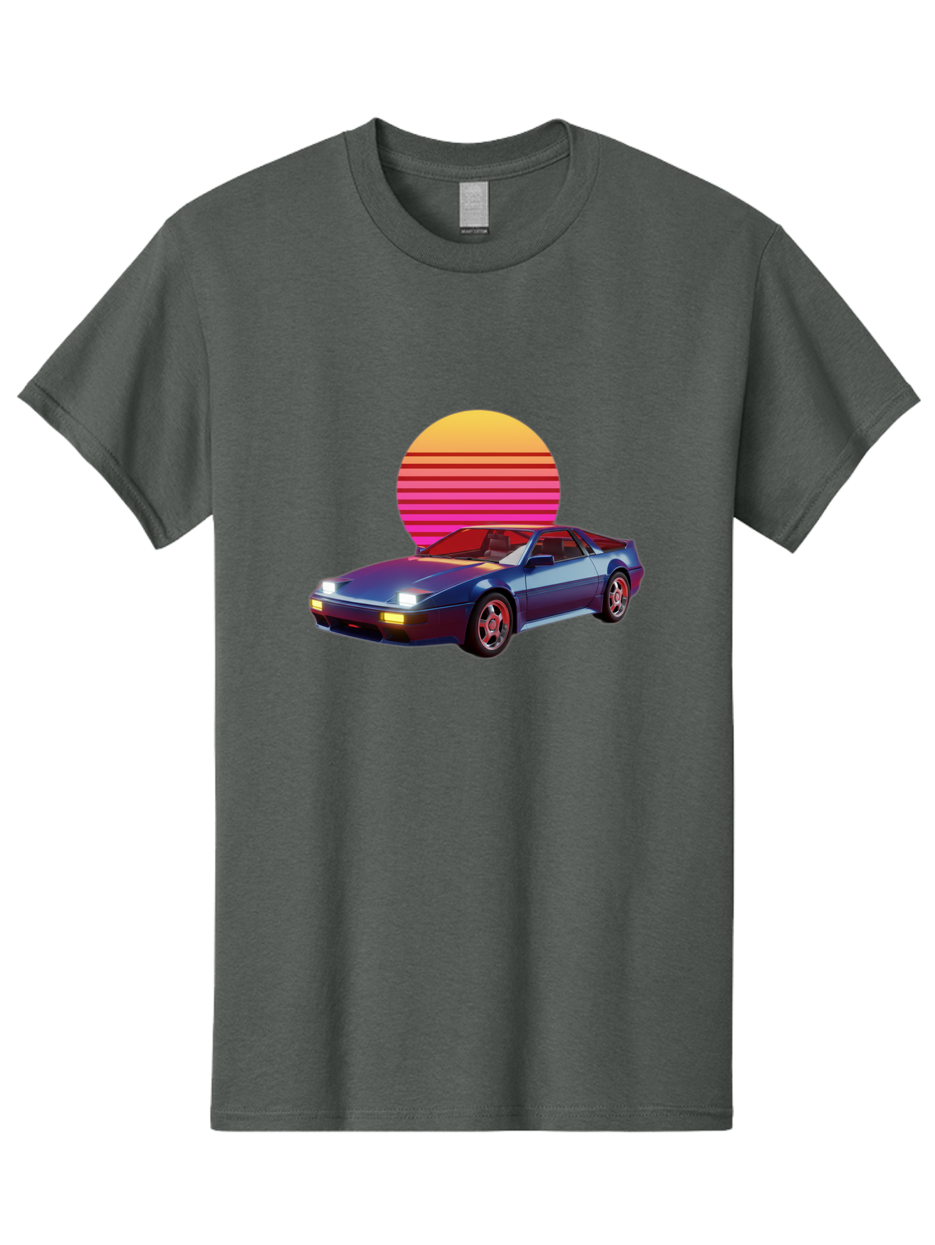 Lotus-Esprit Men'S Graphic Tee, 100% Cotton, Comfortable Casual Summer Wear, Machine Washable, Nissan 280Zx, Retro Futuristic Car, Sports Car, Vintage Automobile, Synthwave Art, Neon Lights, Gradient Sun, Retro Aesthetic, Synthwave Style Baa929