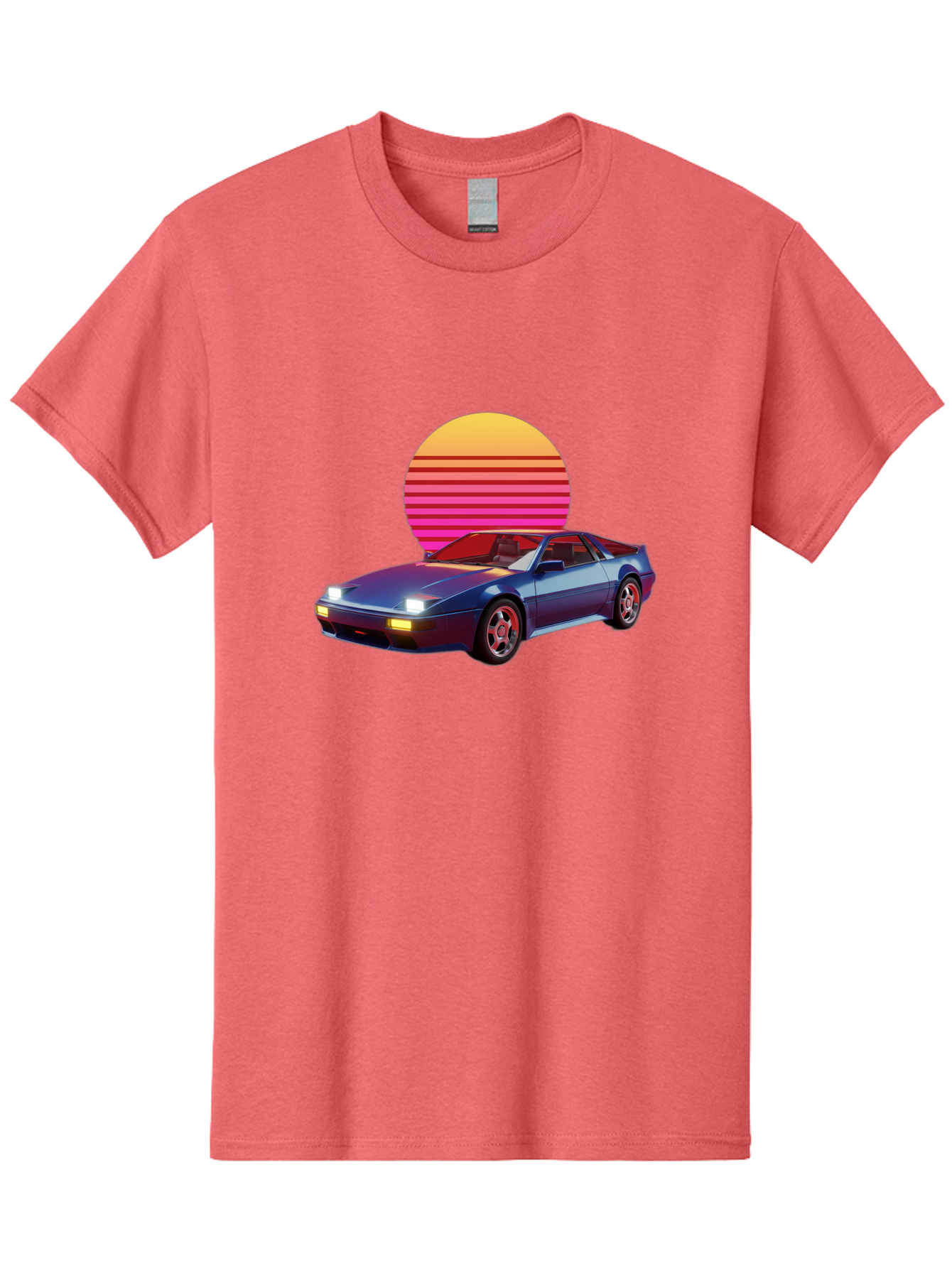 Lotus-Esprit Men'S Graphic Tee, 100% Cotton, Comfortable Casual Summer Wear, Machine Washable, Nissan 280Zx, Retro Futuristic Car, Sports Car, Vintage Automobile, Synthwave Art, Neon Lights, Gradient Sun, Retro Aesthetic, Synthwave Style Baa929