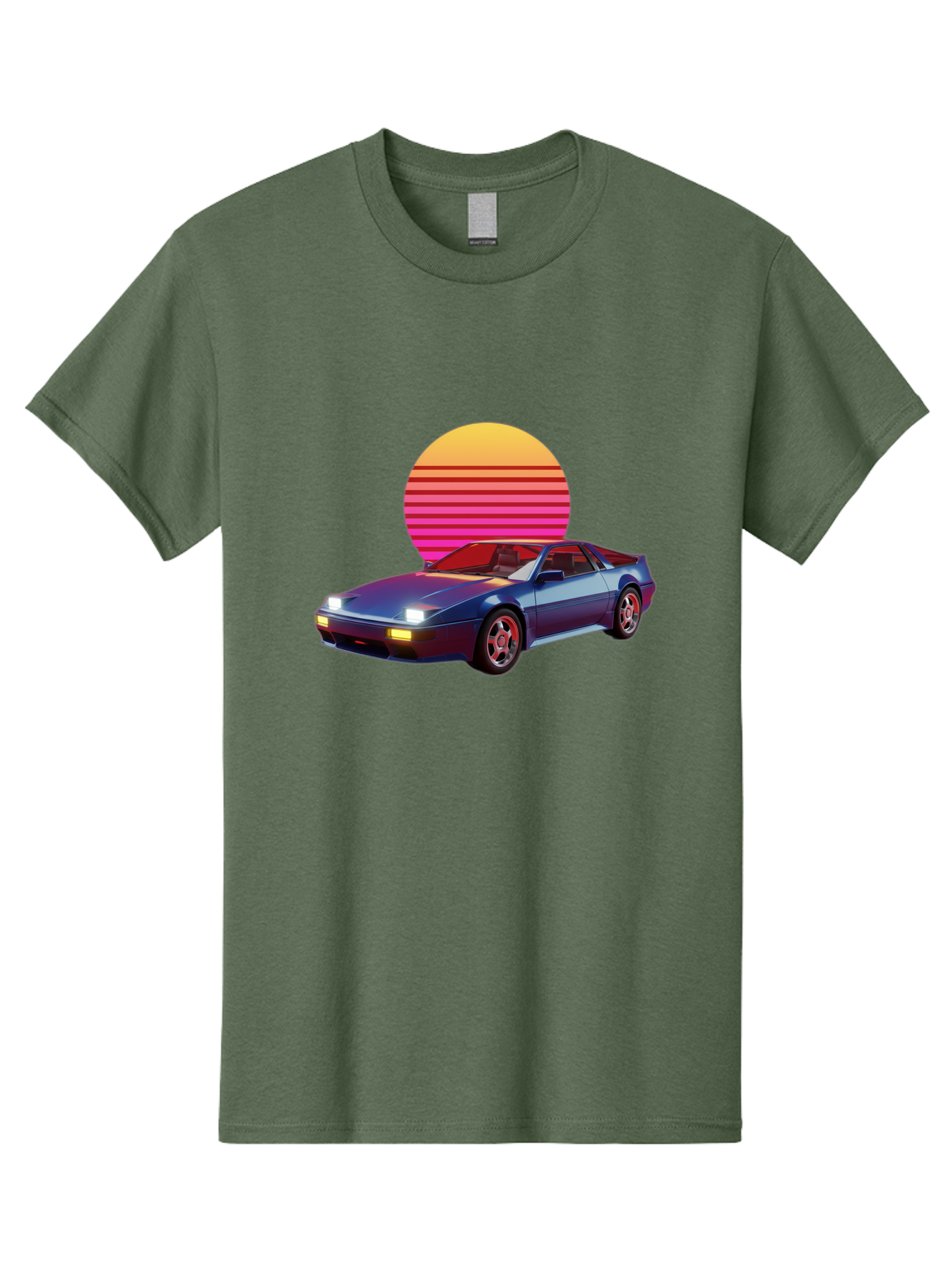 Lotus-Esprit Men'S Graphic Tee, 100% Cotton, Comfortable Casual Summer Wear, Machine Washable, Nissan 280Zx, Retro Futuristic Car, Sports Car, Vintage Automobile, Synthwave Art, Neon Lights, Gradient Sun, Retro Aesthetic, Synthwave Style Baa929