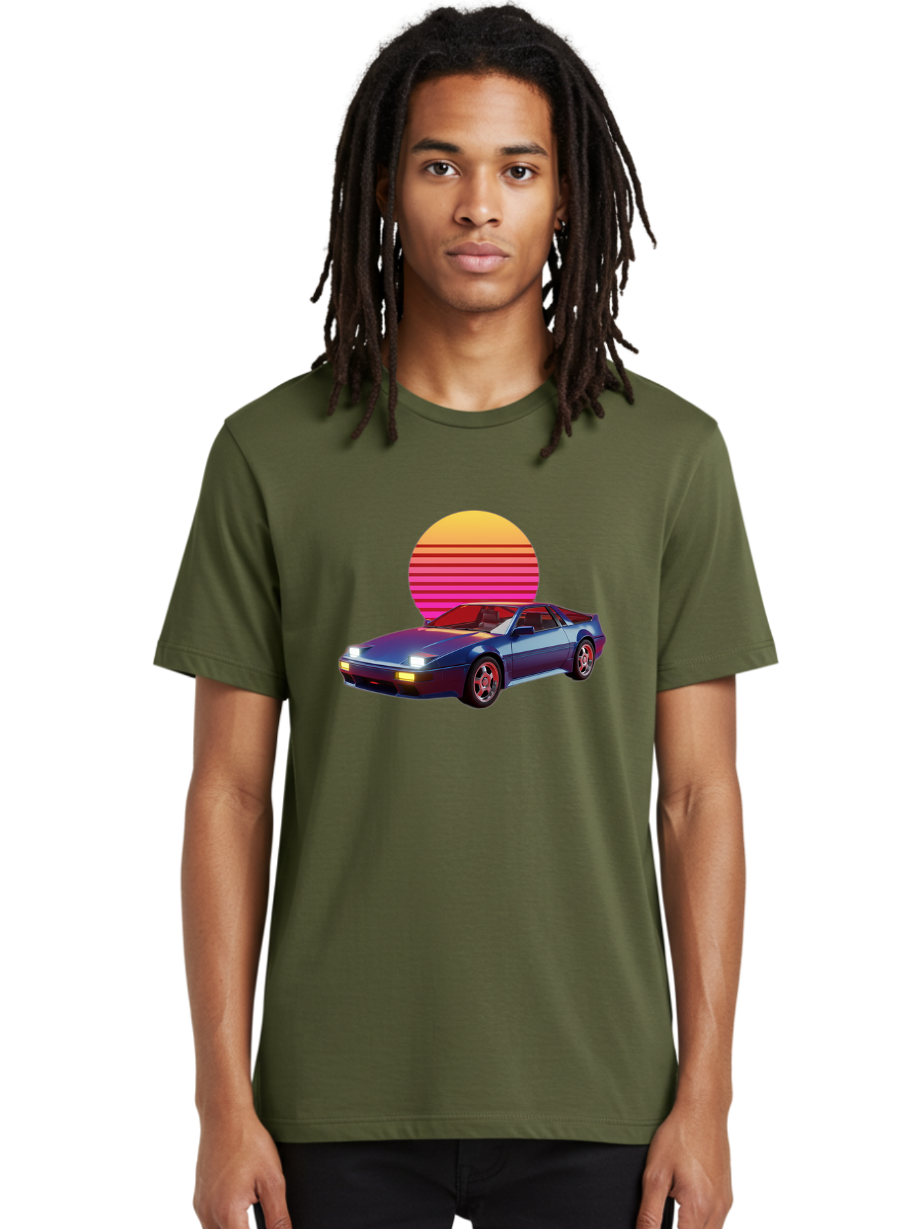 Lotus-Esprit Men'S Graphic Tee, 100% Cotton, Comfortable Casual Summer Wear, Machine Washable, Nissan 280Zx, Retro Futuristic Car, Sports Car, Vintage Automobile, Synthwave Art, Neon Lights, Gradient Sun, Retro Aesthetic, Synthwave Style Baa929