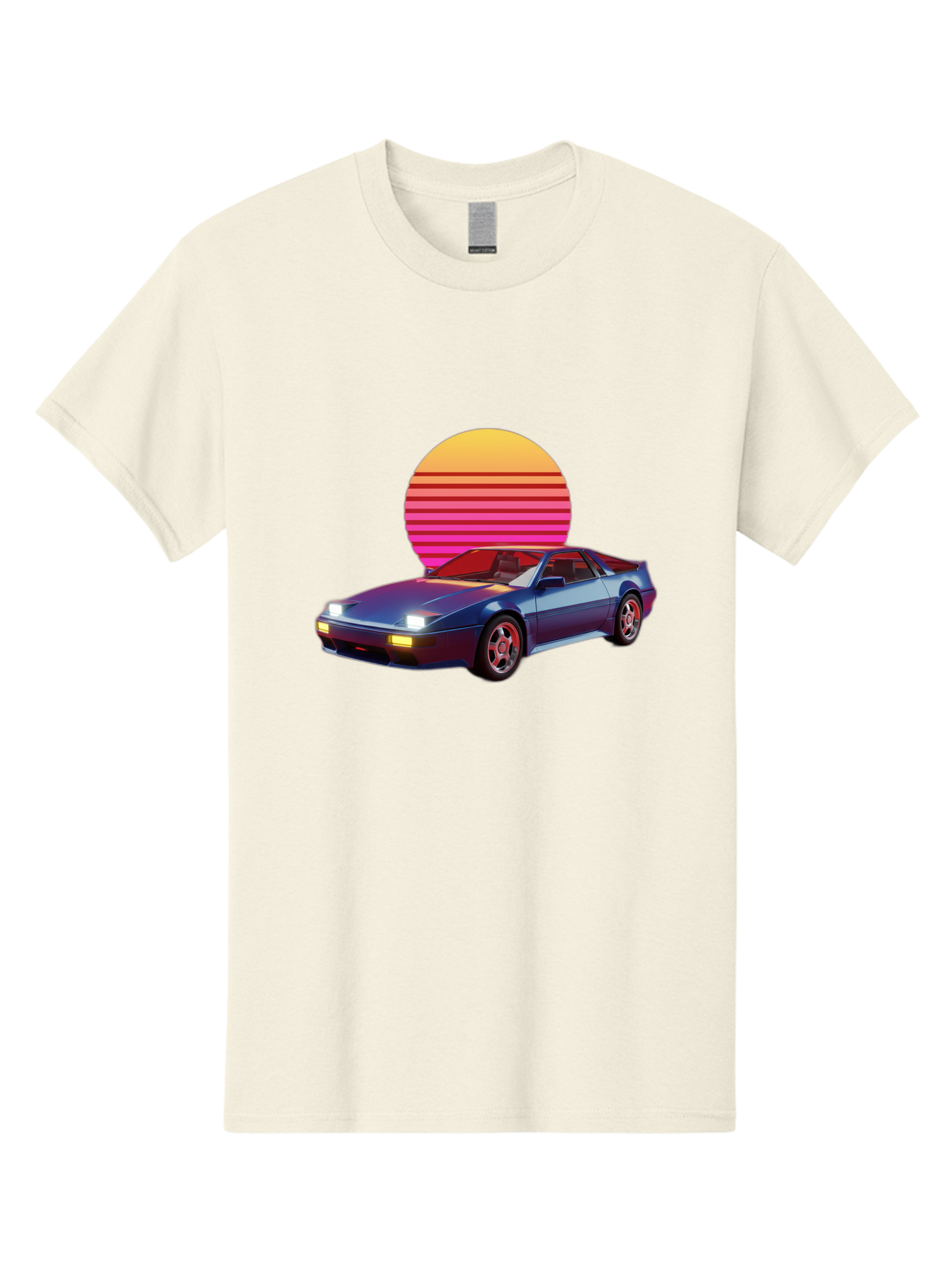 Lotus-Esprit Men'S Graphic Tee, 100% Cotton, Comfortable Casual Summer Wear, Machine Washable, Nissan 280Zx, Retro Futuristic Car, Sports Car, Vintage Automobile, Synthwave Art, Neon Lights, Gradient Sun, Retro Aesthetic, Synthwave Style Baa929
