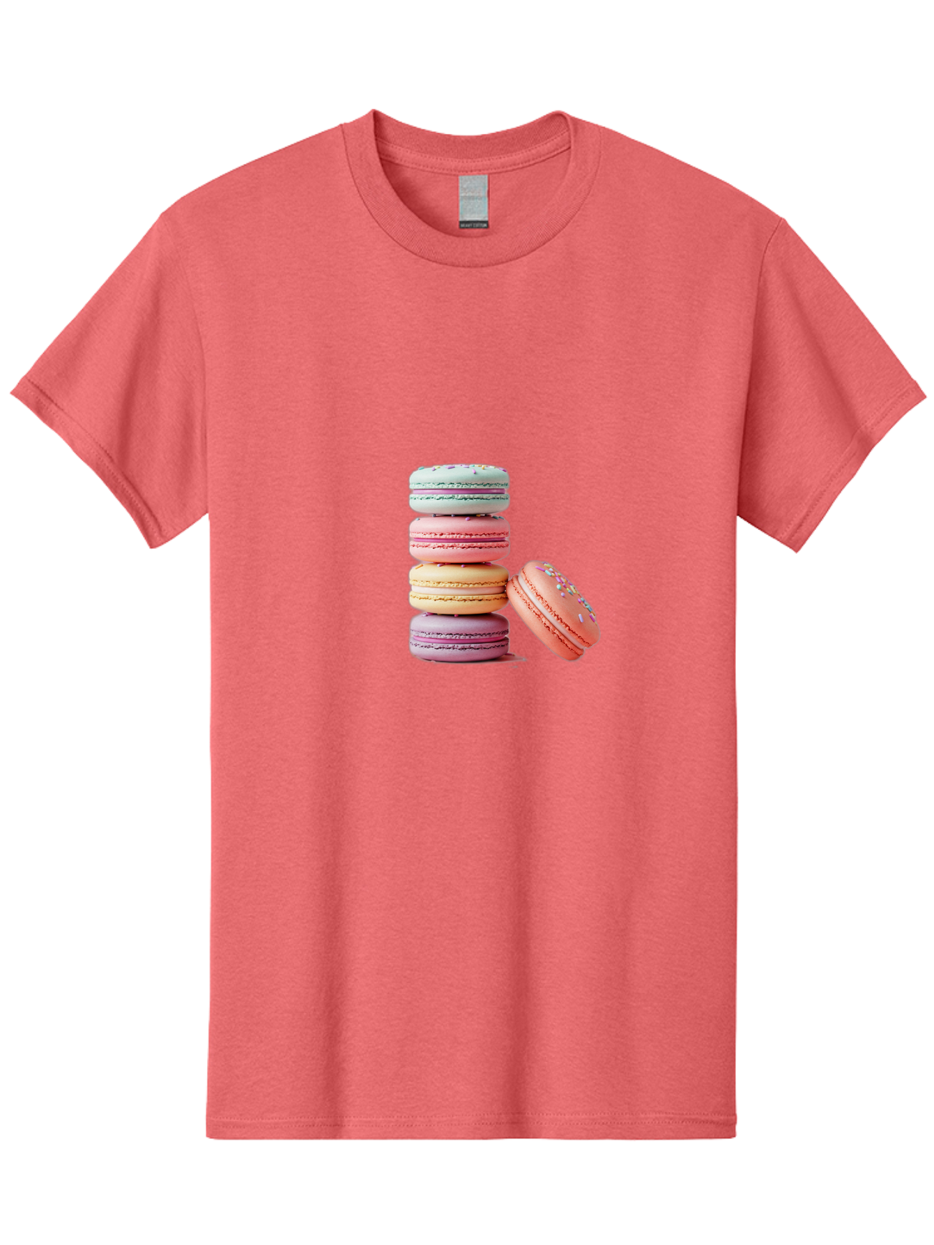 Macaron-Stack-1 Men'S Graphic Tee, 100% Cotton, Comfortable Casual Summer Wear, Machine Washable, Pastel-Colored Macarons, Stacked Macarons, Colorful Dessert, Sweet Treats, Macaron Stack, Vibrant Colors, Sweet Macarons, French Patisserie Baa937