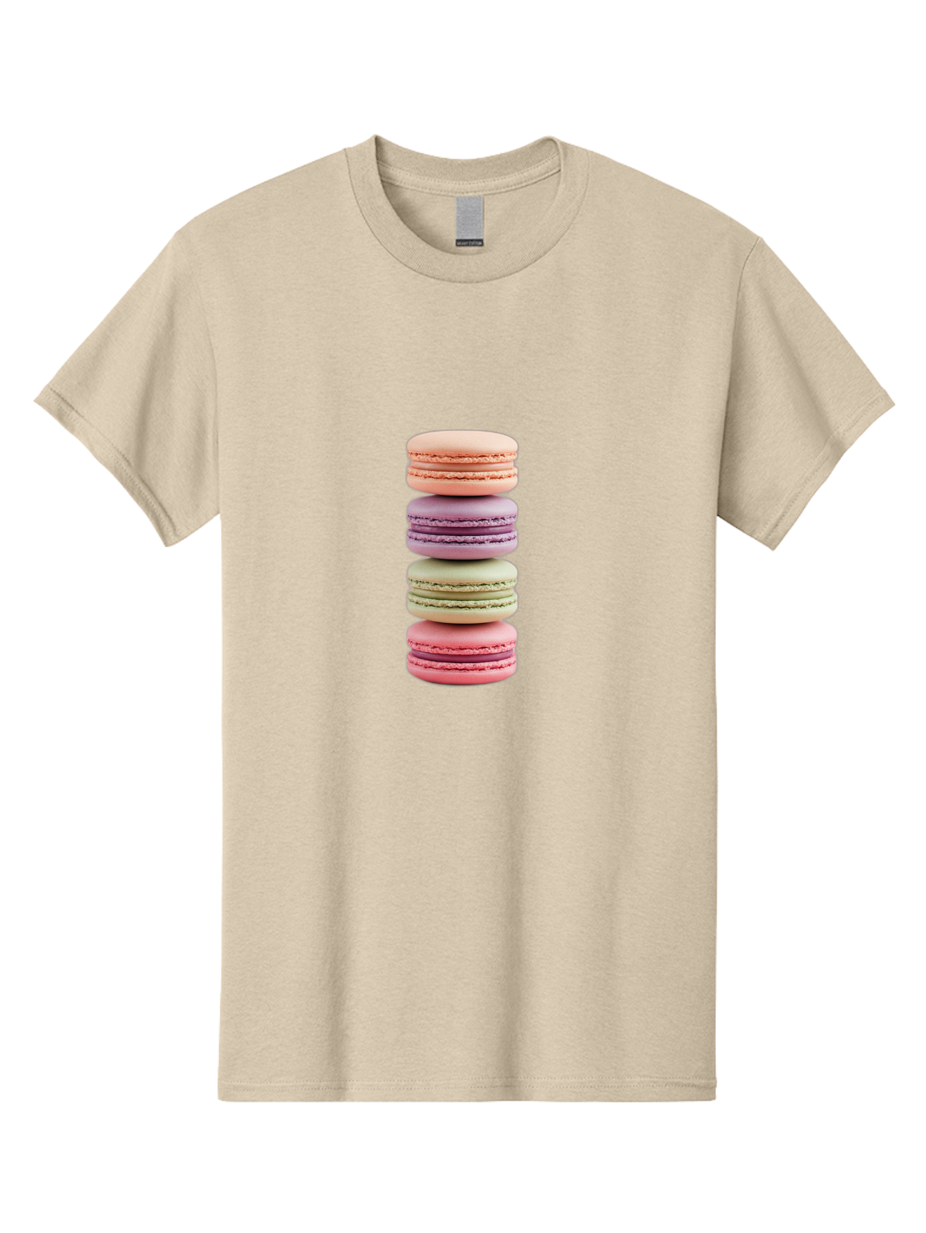 Macaron-Stack Men'S Graphic Tee, 100% Cotton, Comfortable Casual Summer Wear, Machine Washable, Colorful Macarons, Pastel Colors, Sweet Treats, Stacked Macarons, Macaron Tower, French Dessert, Baked Goods, Delicate Cookies, Sweet Indulgence, Baa938