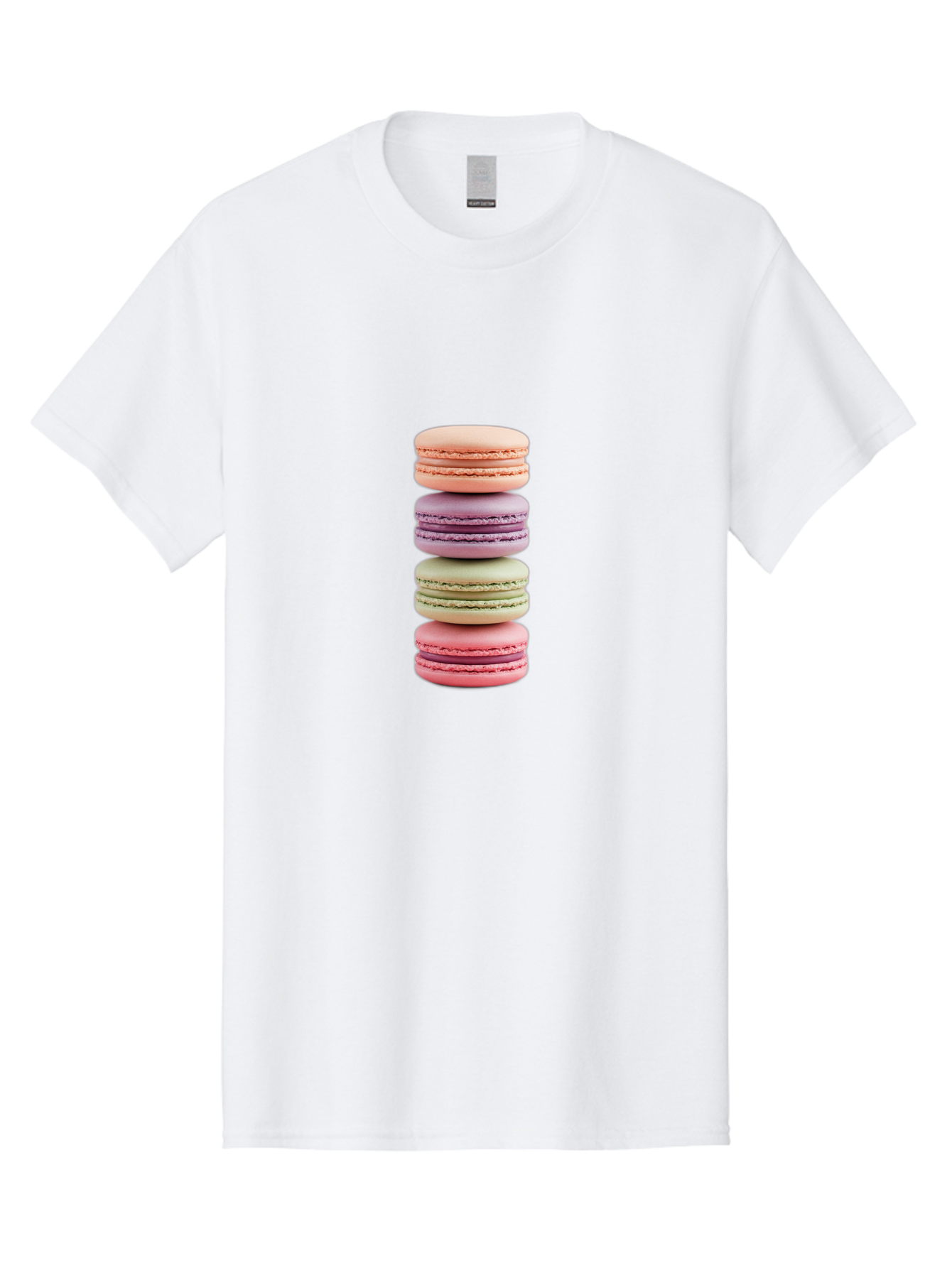 Macaron-Stack Men'S Graphic Tee, 100% Cotton, Comfortable Casual Summer Wear, Machine Washable, Colorful Macarons, Pastel Colors, Sweet Treats, Stacked Macarons, Macaron Tower, French Dessert, Baked Goods, Delicate Cookies, Sweet Indulgence, Baa938