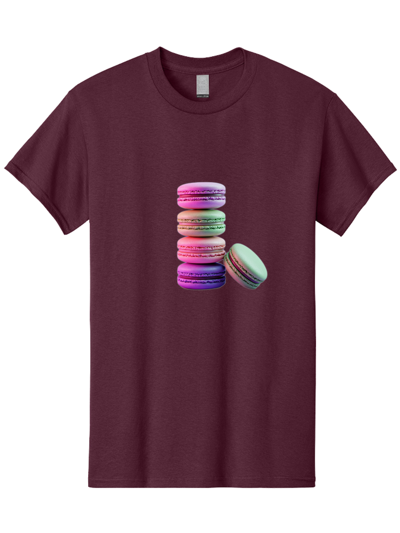 Macaron-Tower-1 Men'S Graphic Tee, 100% Cotton, Comfortable Casual Summer Wear, Machine Washable, Stacked Macarons, Colorful Treats, French Desserts, Sweet Indulgences, Pastel Colors, Layered Cookies, Creamy Fillings, Dessert Photography Baa939