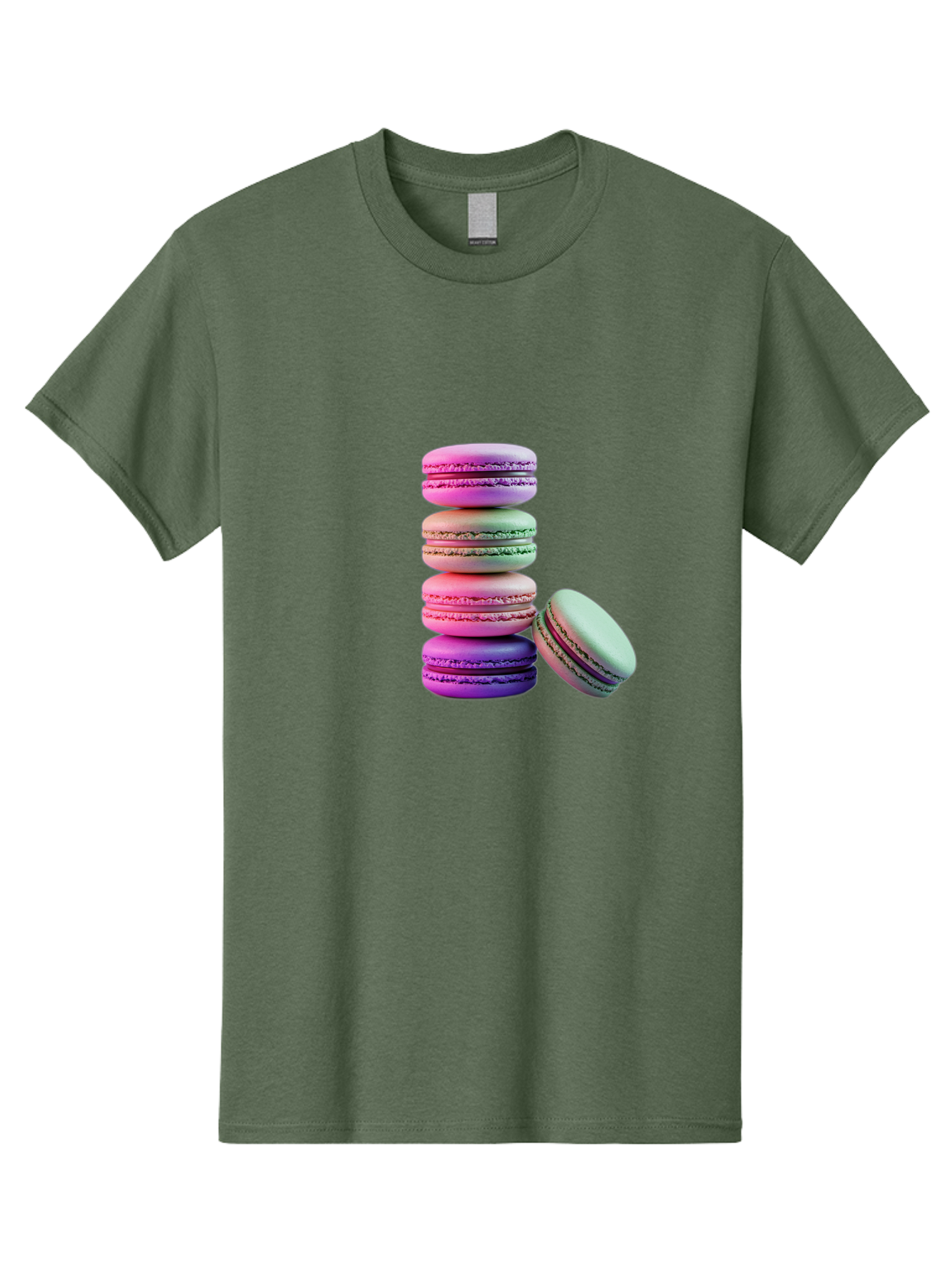 Macaron-Tower-1 Men'S Graphic Tee, 100% Cotton, Comfortable Casual Summer Wear, Machine Washable, Stacked Macarons, Colorful Treats, French Desserts, Sweet Indulgences, Pastel Colors, Layered Cookies, Creamy Fillings, Dessert Photography Baa939