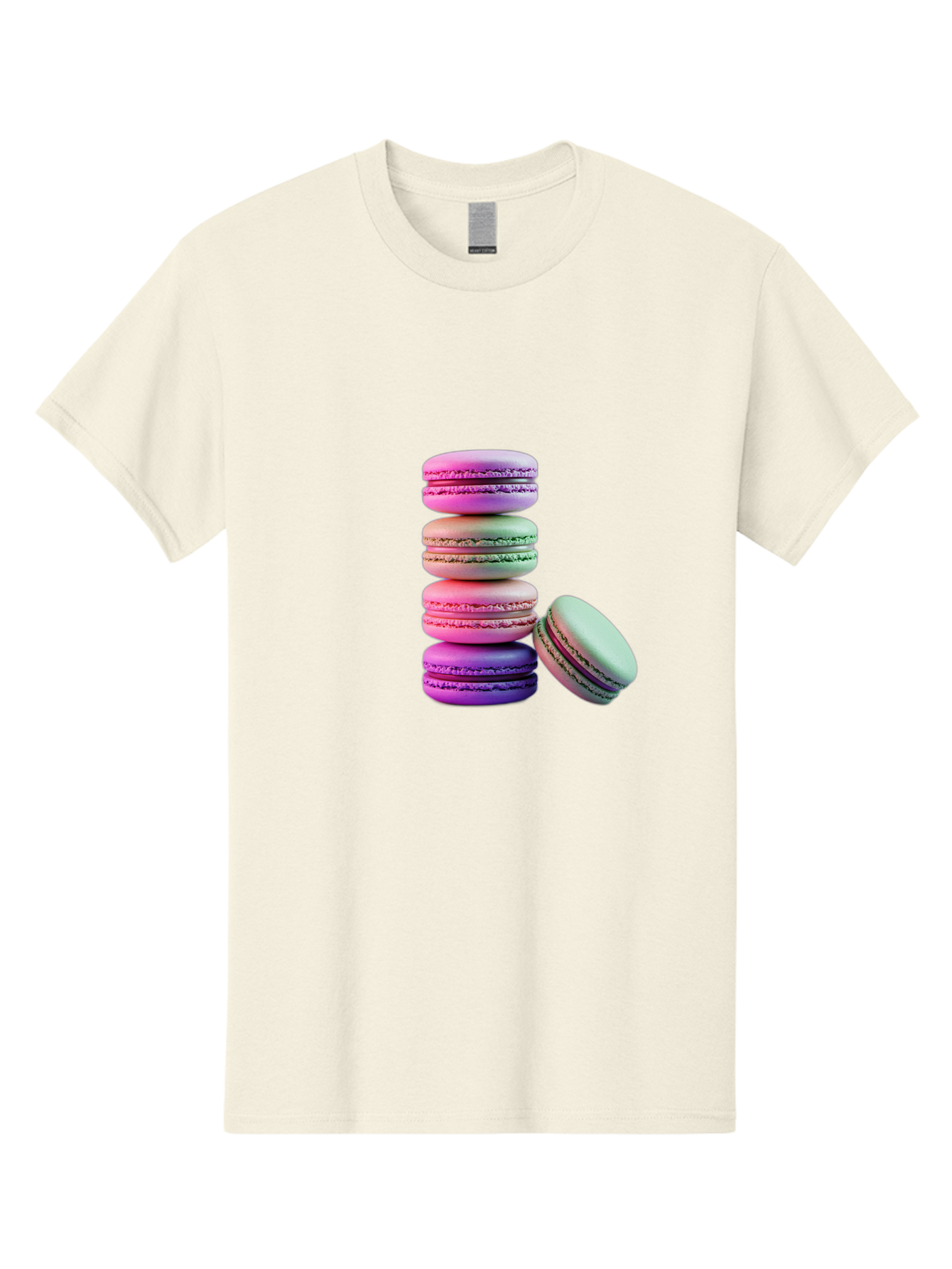 Macaron-Tower-1 Men'S Graphic Tee, 100% Cotton, Comfortable Casual Summer Wear, Machine Washable, Stacked Macarons, Colorful Treats, French Desserts, Sweet Indulgences, Pastel Colors, Layered Cookies, Creamy Fillings, Dessert Photography Baa939