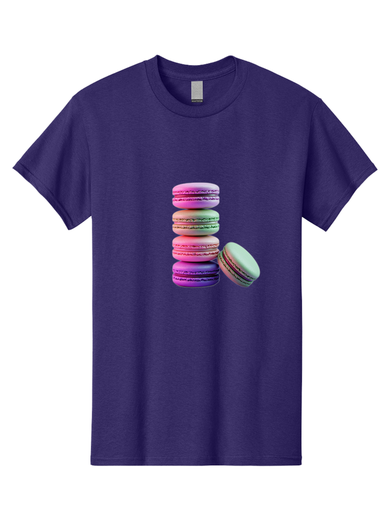 Macaron-Tower-1 Men'S Graphic Tee, 100% Cotton, Comfortable Casual Summer Wear, Machine Washable, Stacked Macarons, Colorful Treats, French Desserts, Sweet Indulgences, Pastel Colors, Layered Cookies, Creamy Fillings, Dessert Photography Baa939